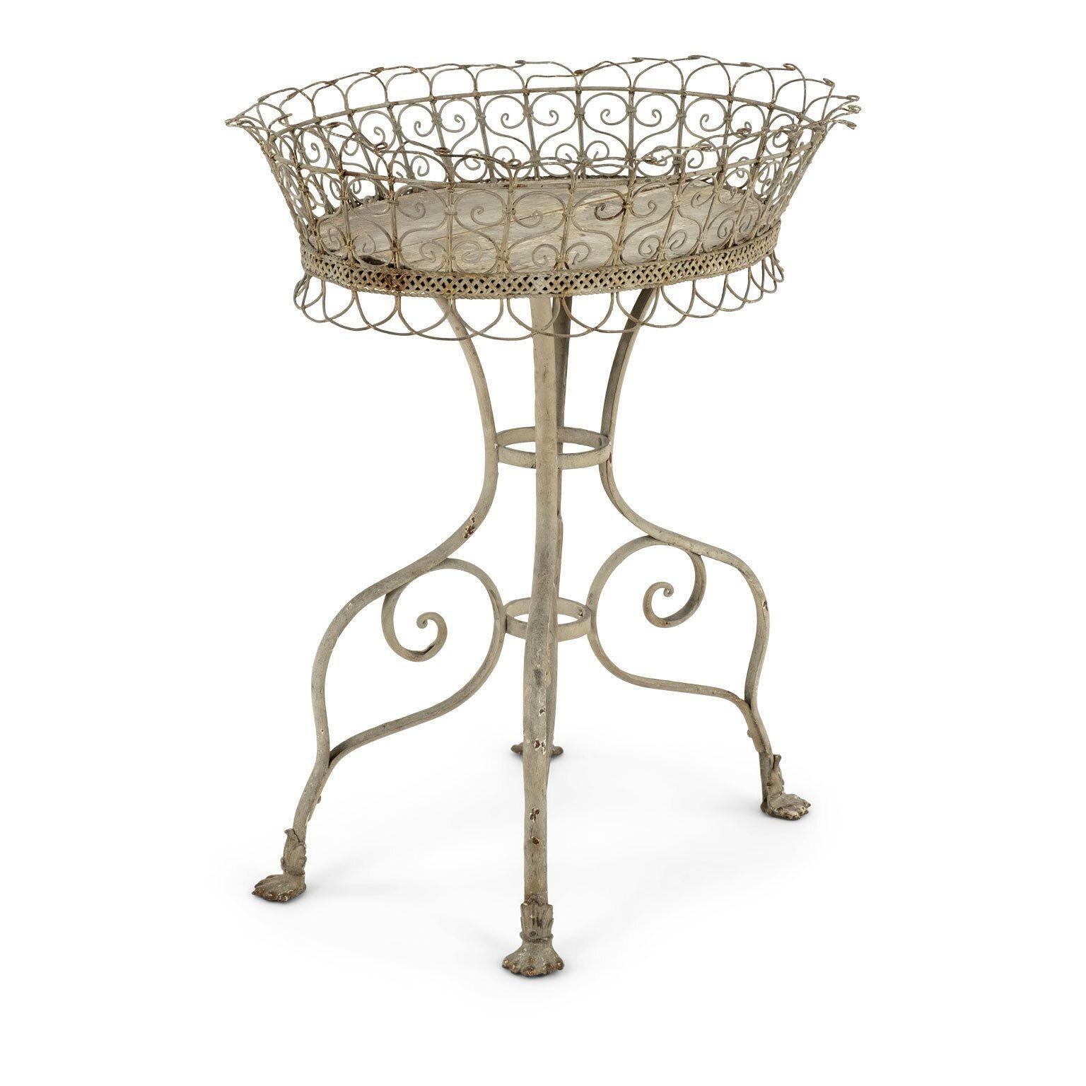 French White-Painted Iron Standing Jardiniere in the Style of Arras For Sale
