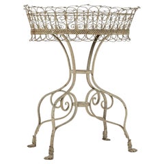 White-Painted Iron Standing Jardiniere in the Style of Arras