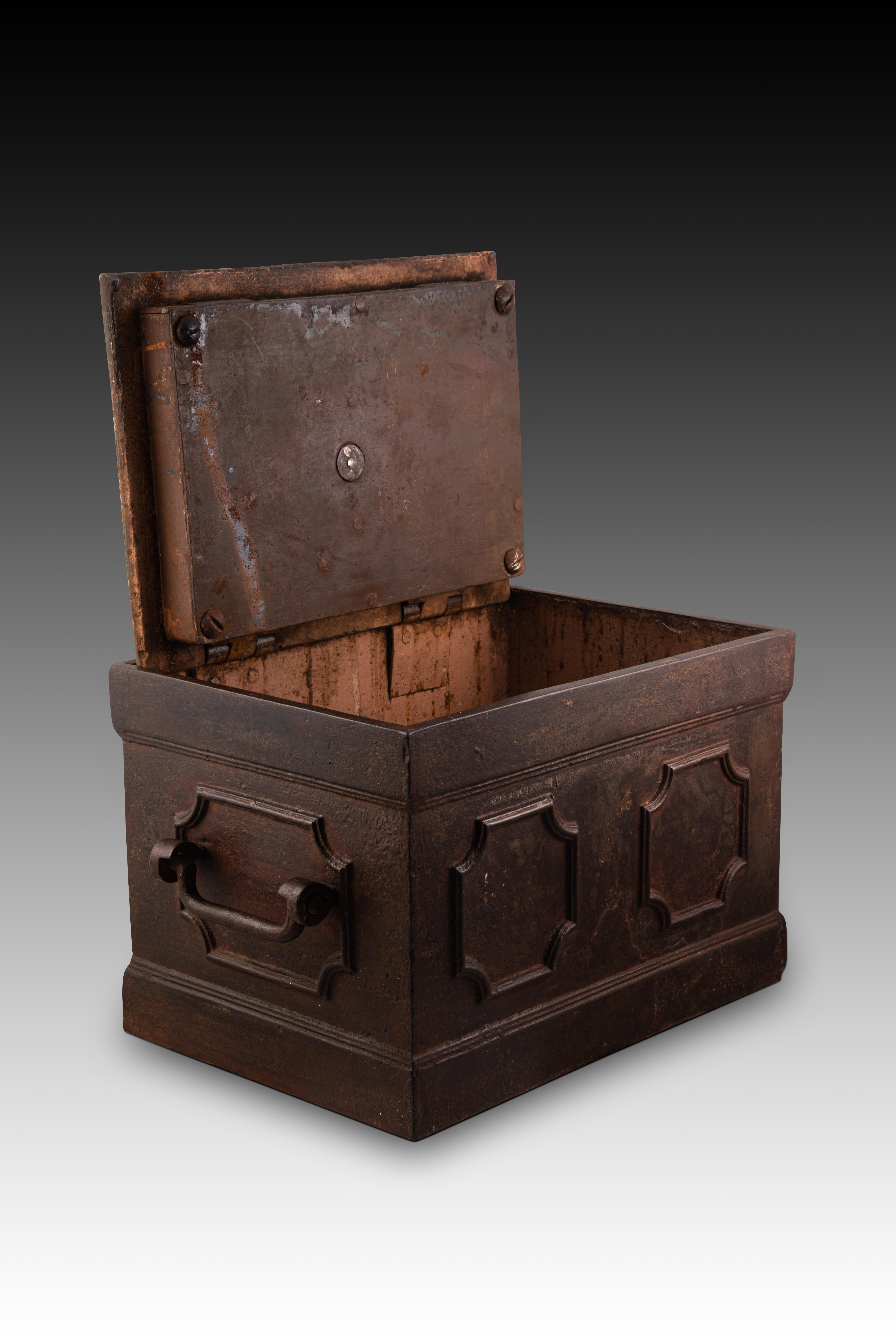 Neoclassical Revival Iron strong box or safe. 19th century For Sale
