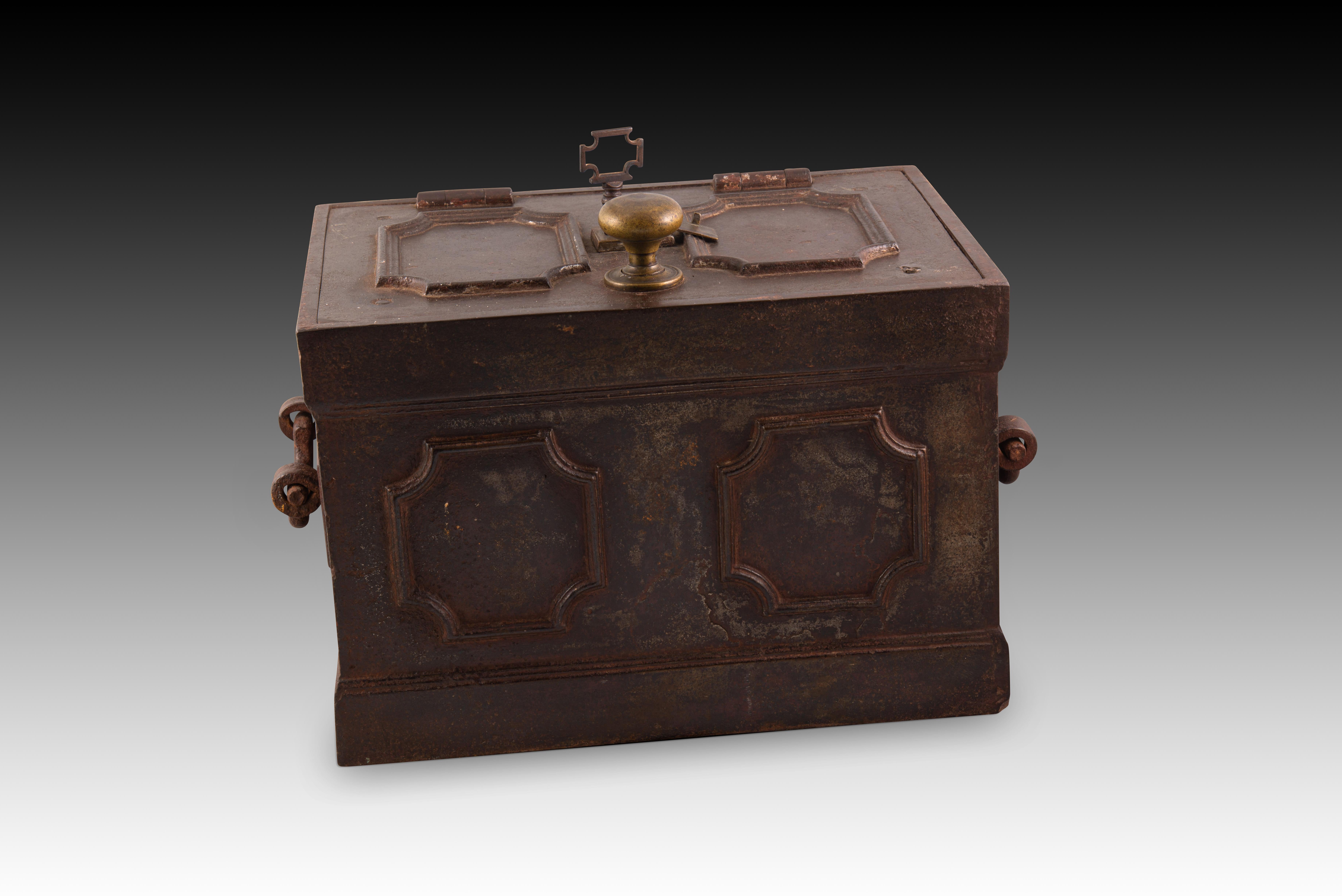 European Iron strong box or safe. 19th century For Sale