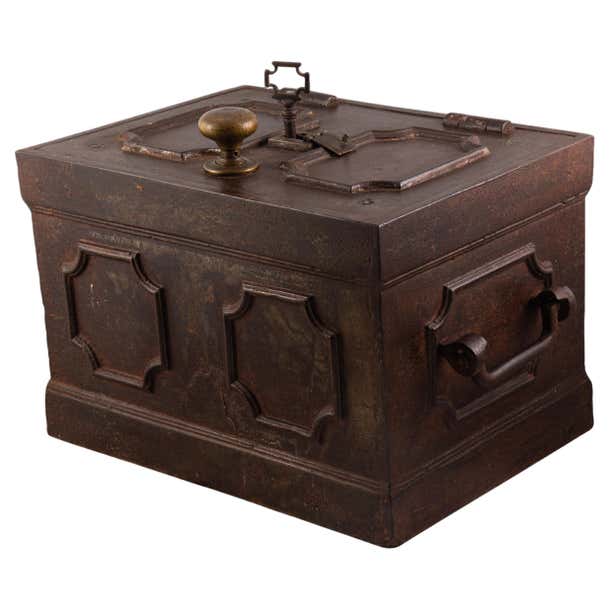 Strong Box Iron strong box or safe. 19th century For Sale at 1stDibs