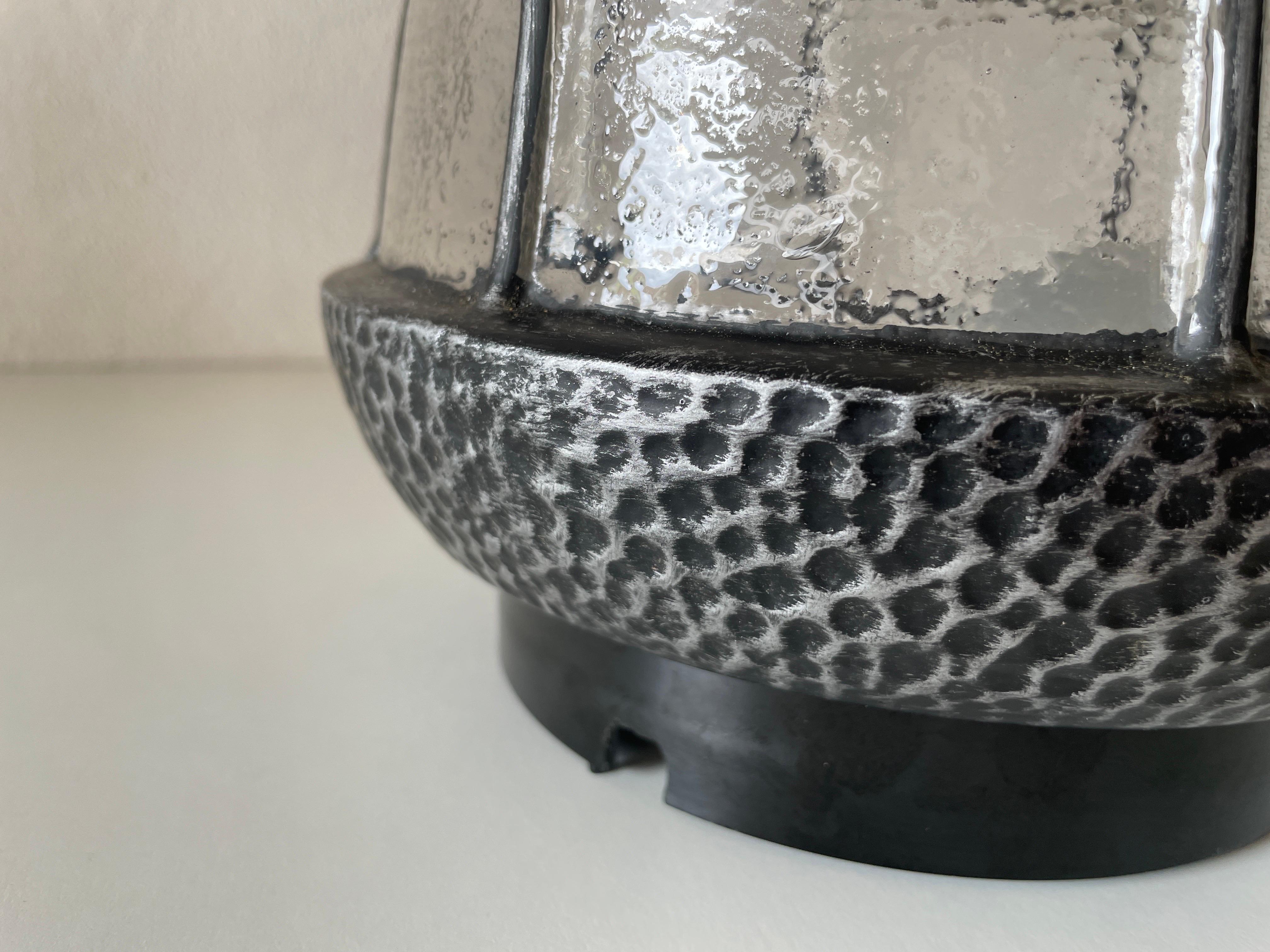 Verre Lampe encastrée en fer structuré par RZB, années 1960, Allemagne en vente