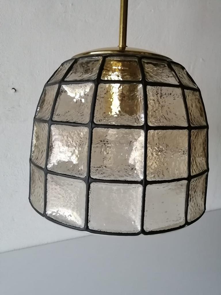 Mid-20th Century Iron Structured Glass Pendant Lamp by Limburg, 1960s, Germany