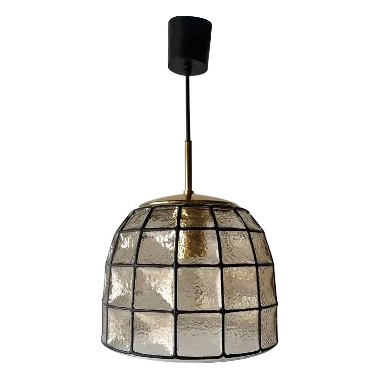 Iron Structured Glass Pendant Lamp by Limburg, 1960s, Germany