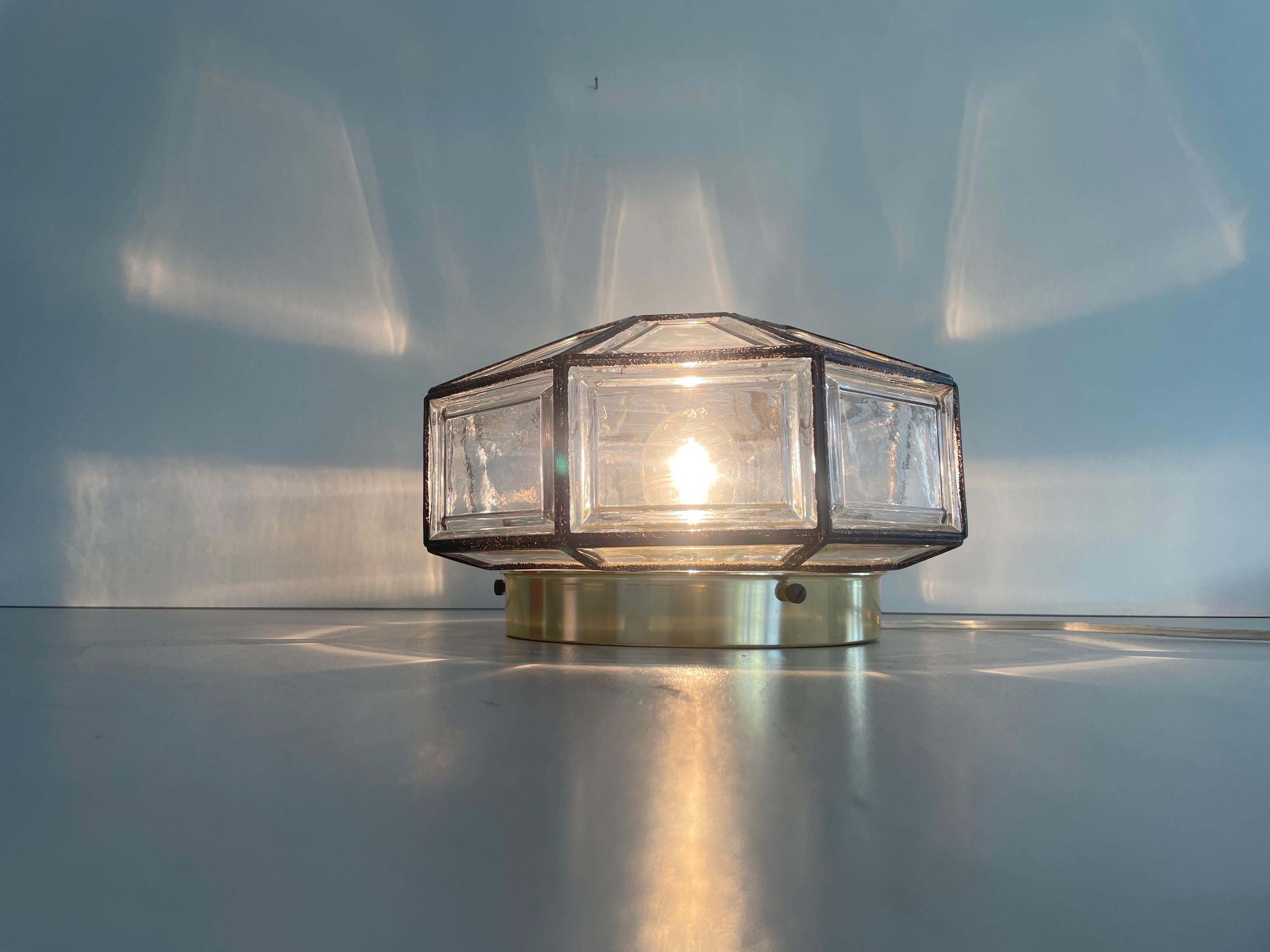 Iron Structured Glass Sconce or Ceiling Lamp by Limburg, 1960s, Germany en vente 4
