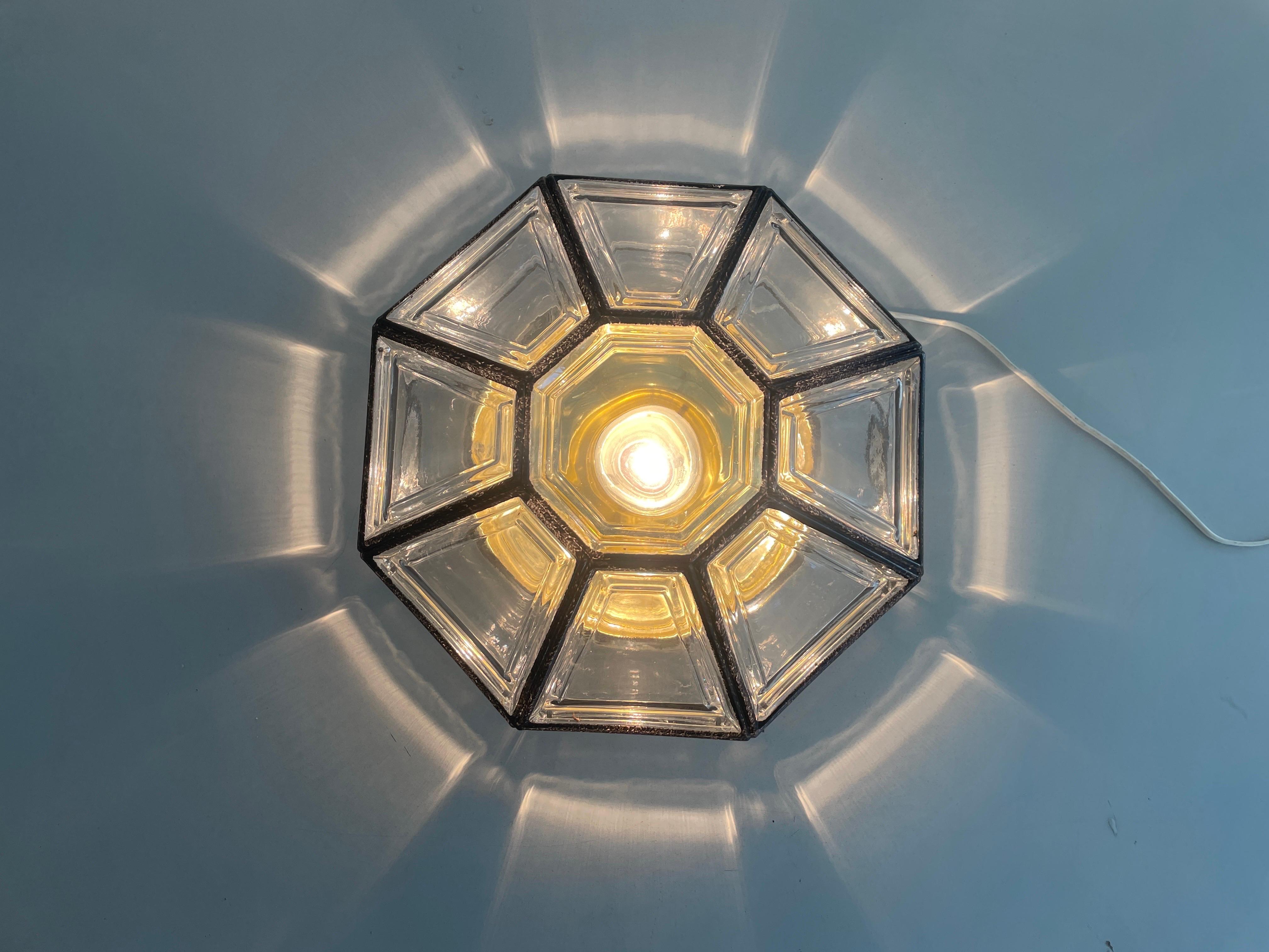 Iron Structured Glass Sconce or Ceiling Lamp by Limburg, 1960s, Germany en vente 6