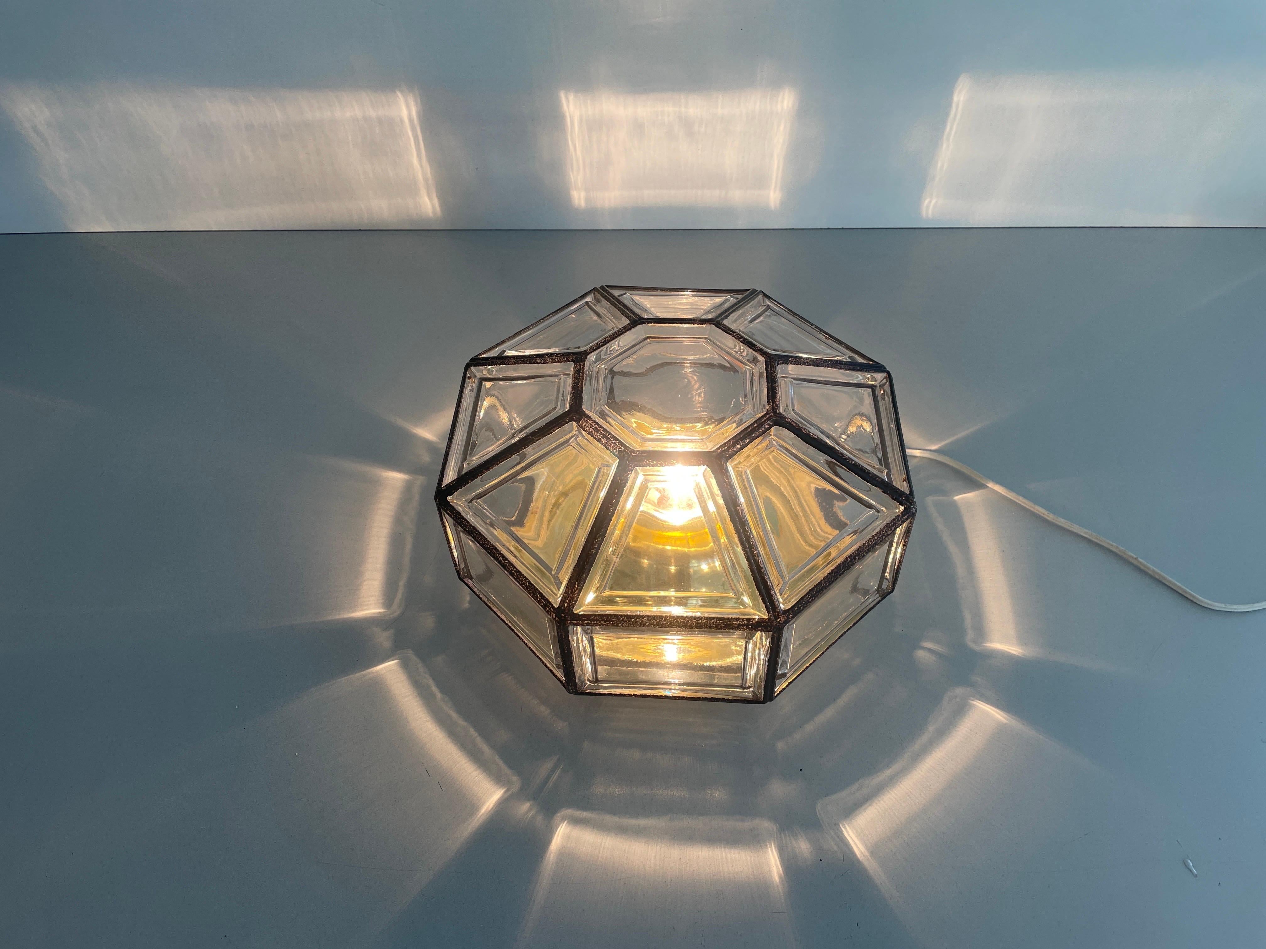 Iron Structured Glass Sconce or Ceiling Lamp by Limburg, 1960s, Germany en vente 8