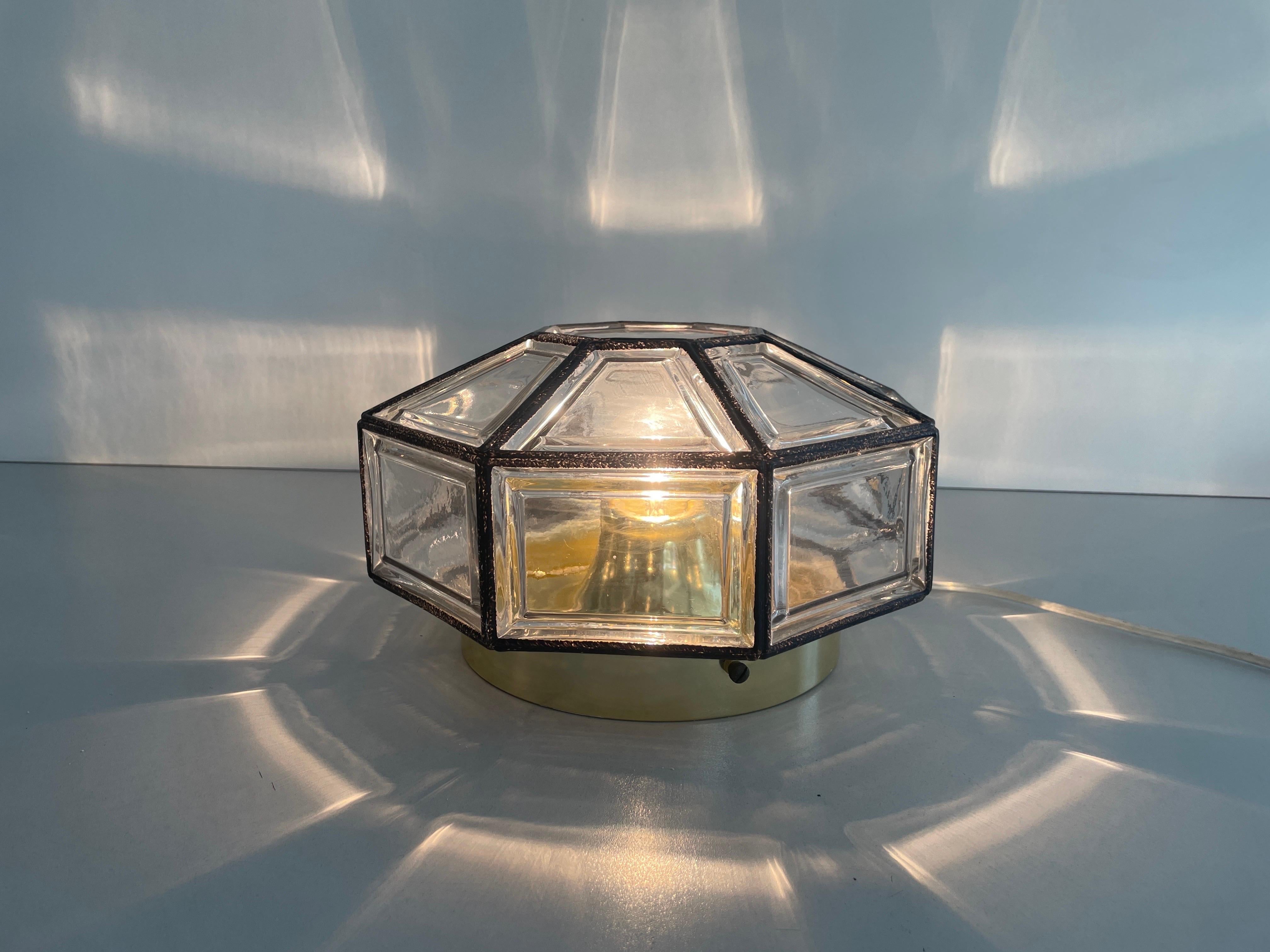 Iron Structured Glass Sconce or Ceiling Lamp by Limburg, 1960s, Germany en vente 9