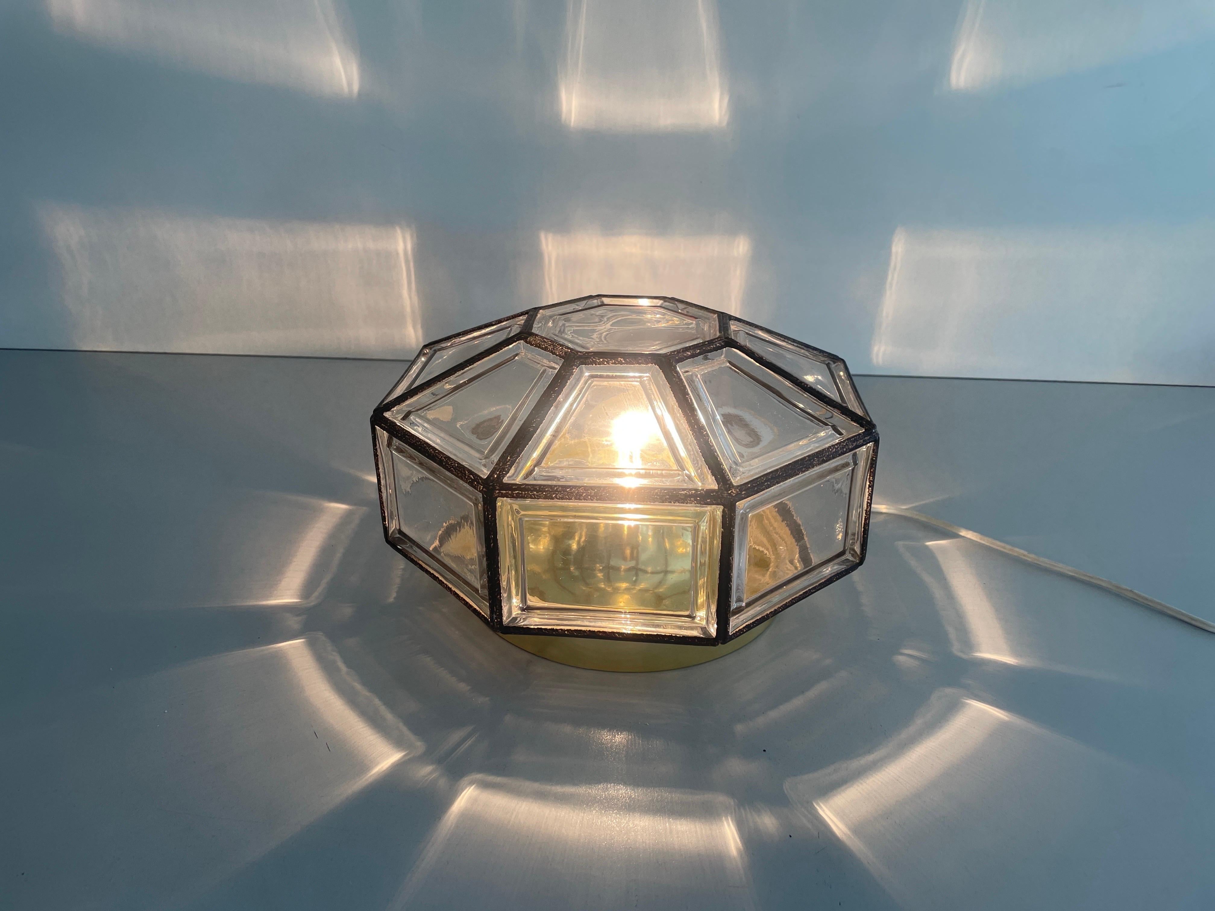 Iron Structured Glass Sconce or Ceiling Lamp by Limburg, 1960s, Germany en vente 11