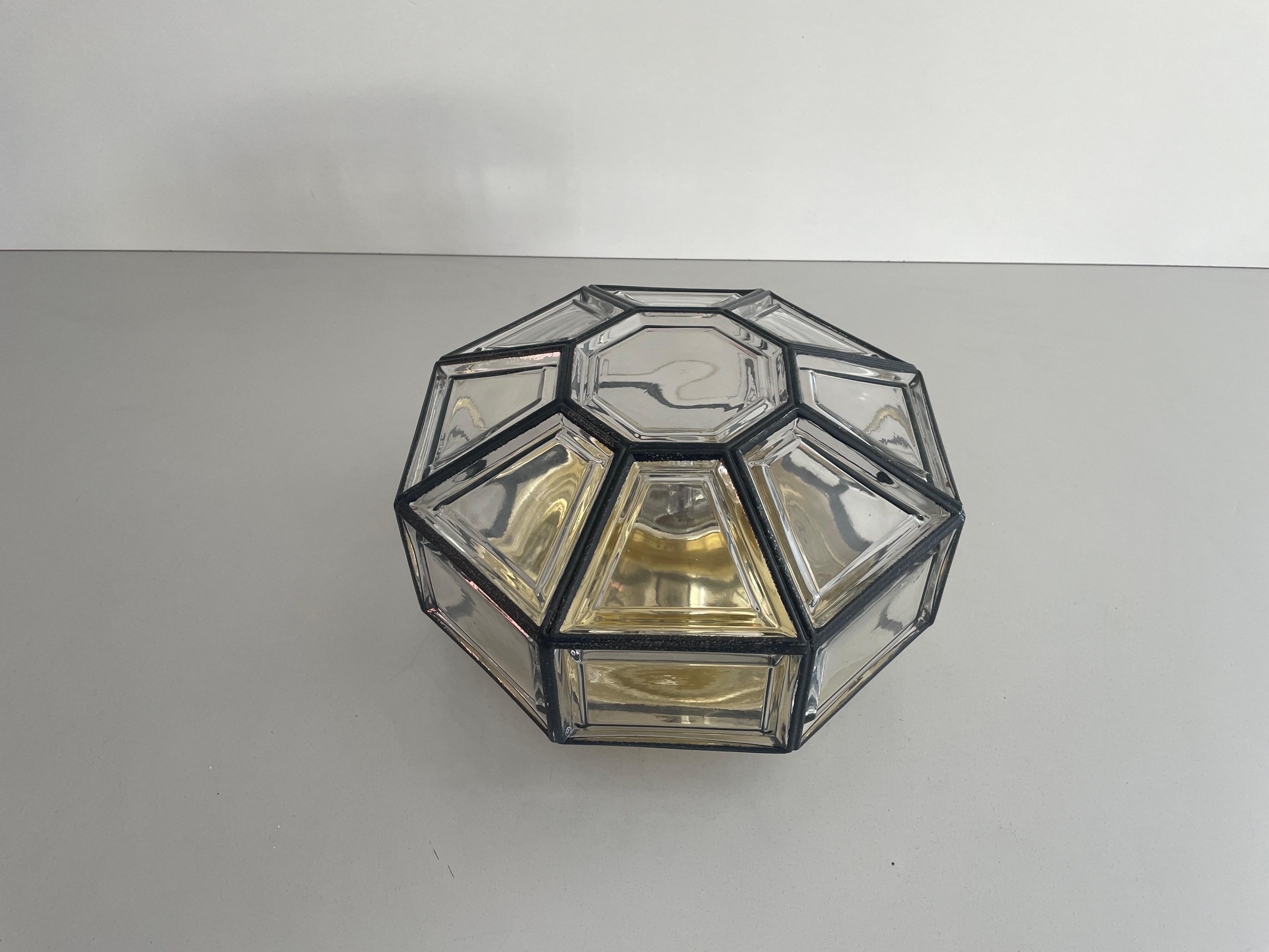 Allemand Iron Structured Glass Sconce or Ceiling Lamp by Limburg, 1960s, Germany en vente