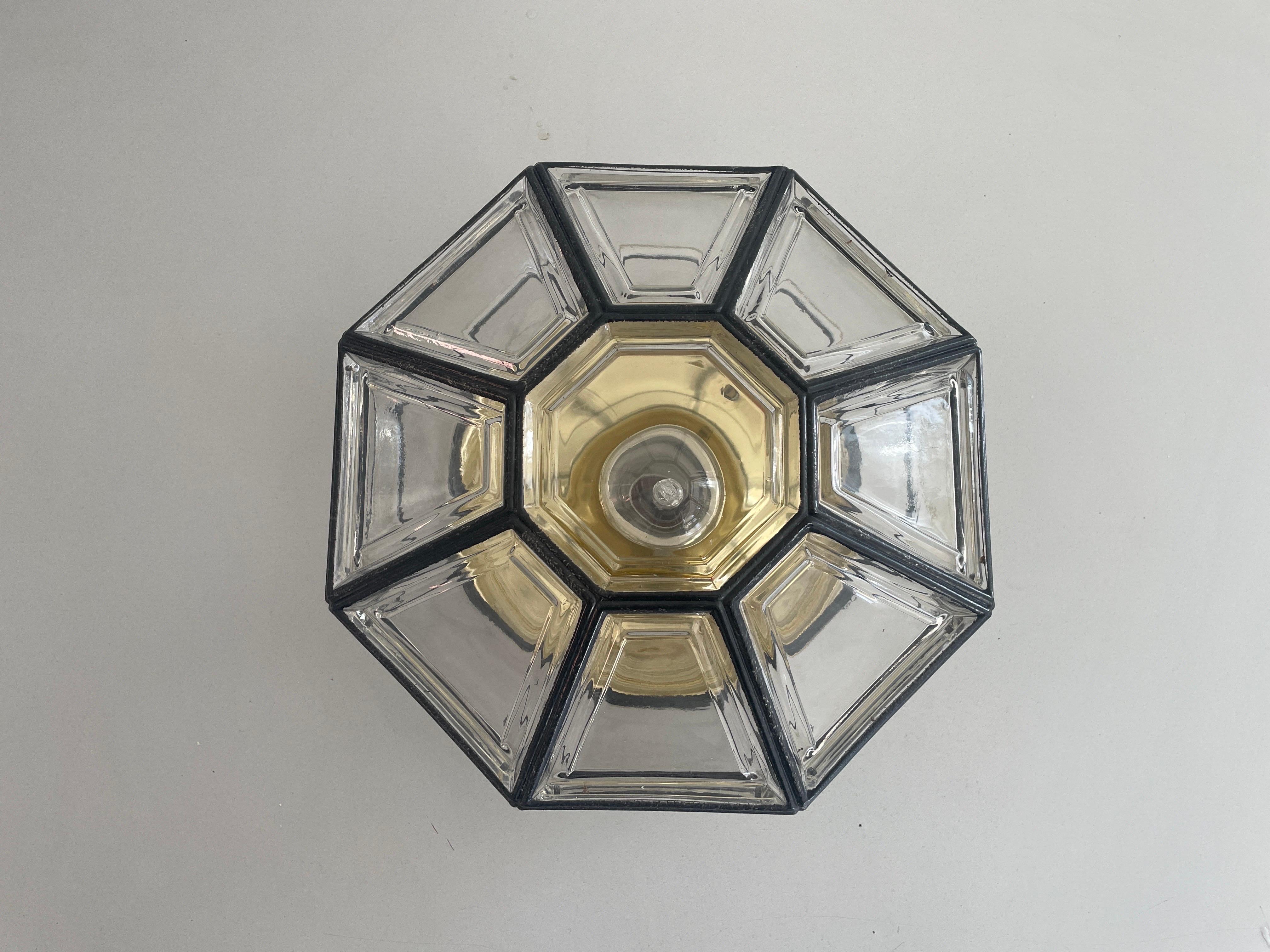 Milieu du XXe siècle Iron Structured Glass Sconce or Ceiling Lamp by Limburg, 1960s, Germany en vente