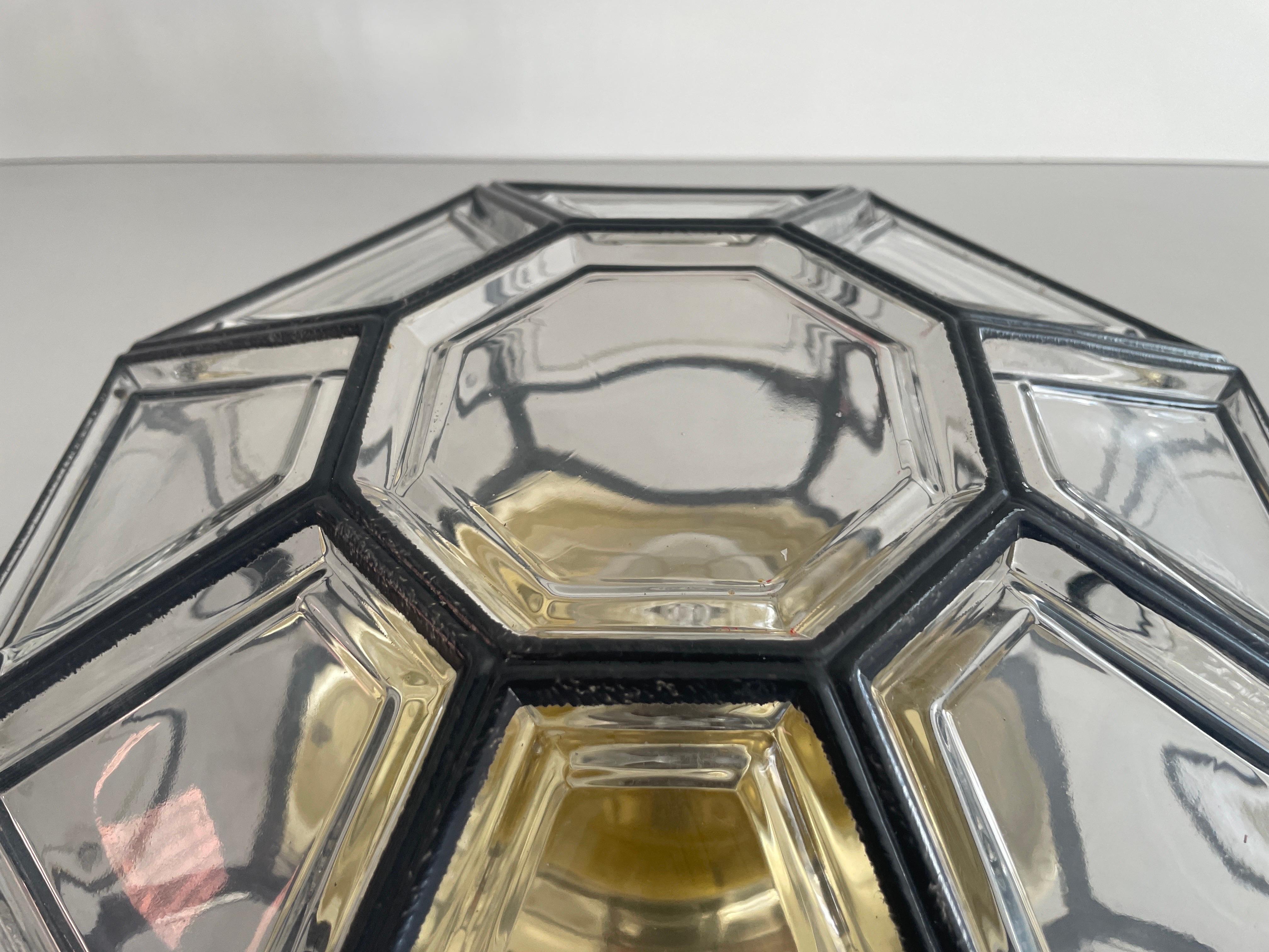 Métal Iron Structured Glass Sconce or Ceiling Lamp by Limburg, 1960s, Germany en vente
