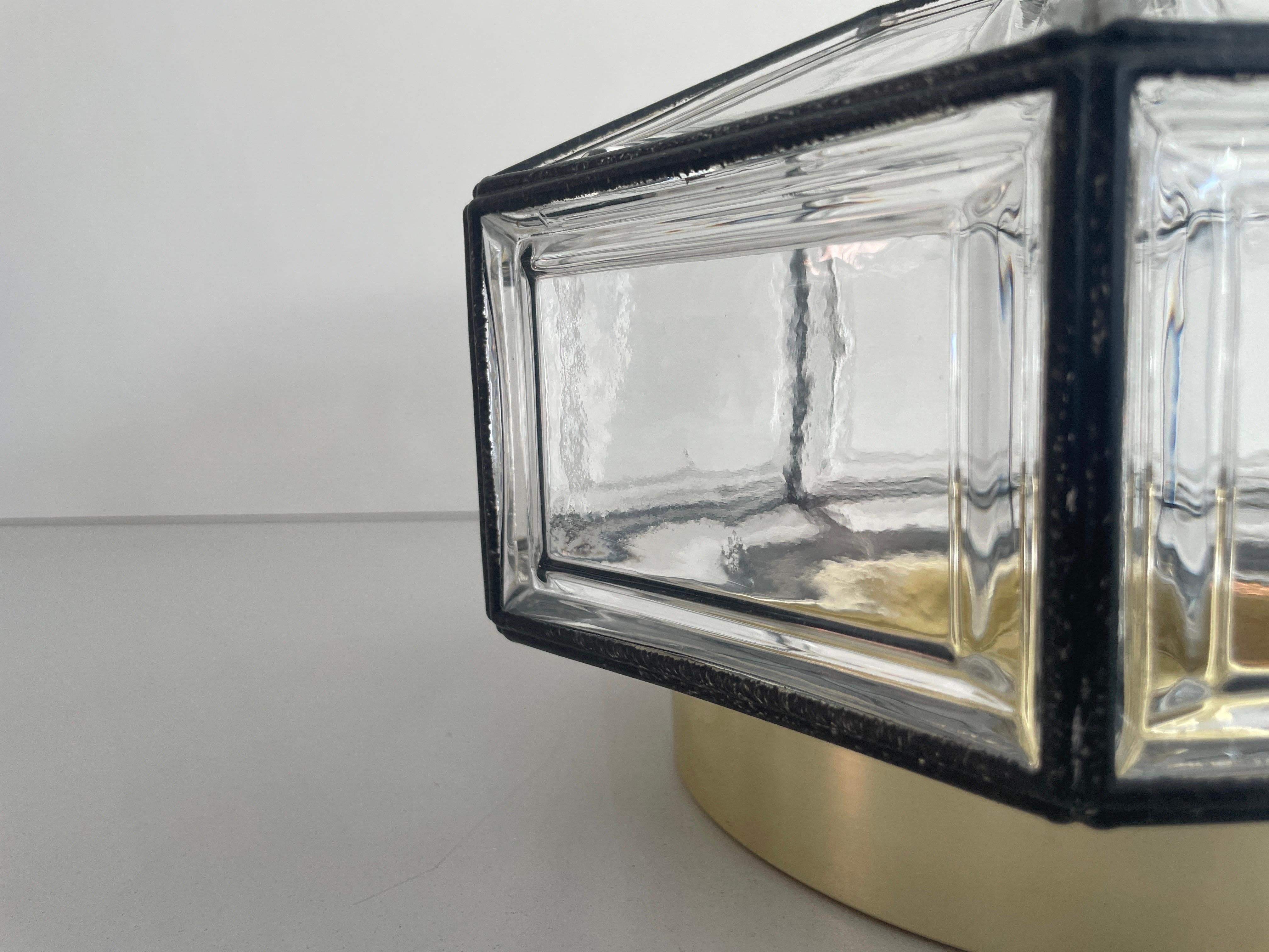 Iron Structured Glass Sconce or Ceiling Lamp by Limburg, 1960s, Germany en vente 1