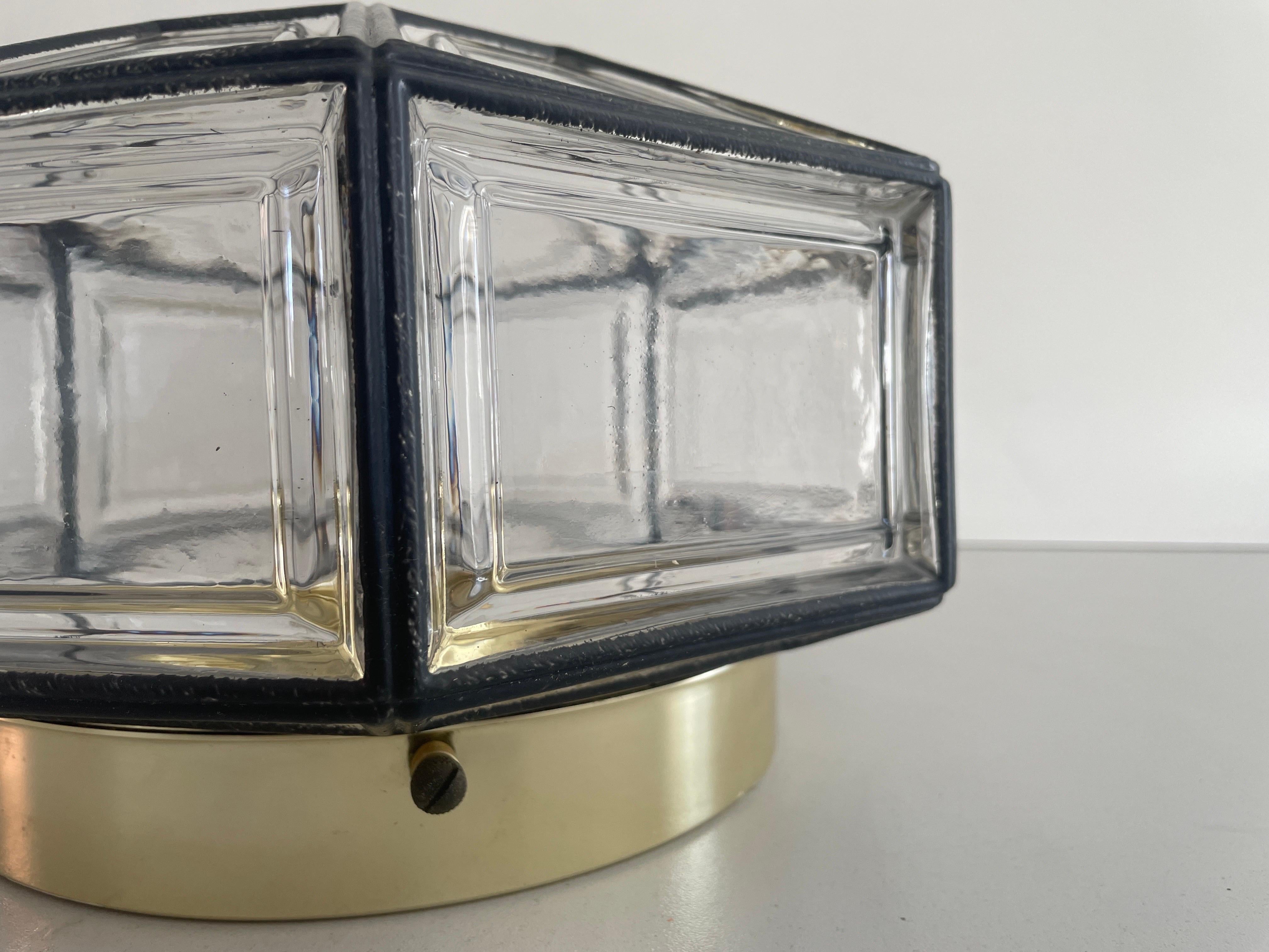 Iron Structured Glass Sconce or Ceiling Lamp by Limburg, 1960s, Germany en vente 2