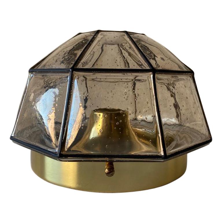 Lampada da soffitto o sconce in ferro e vetro strutturato di Limburg, anni '60, Germania