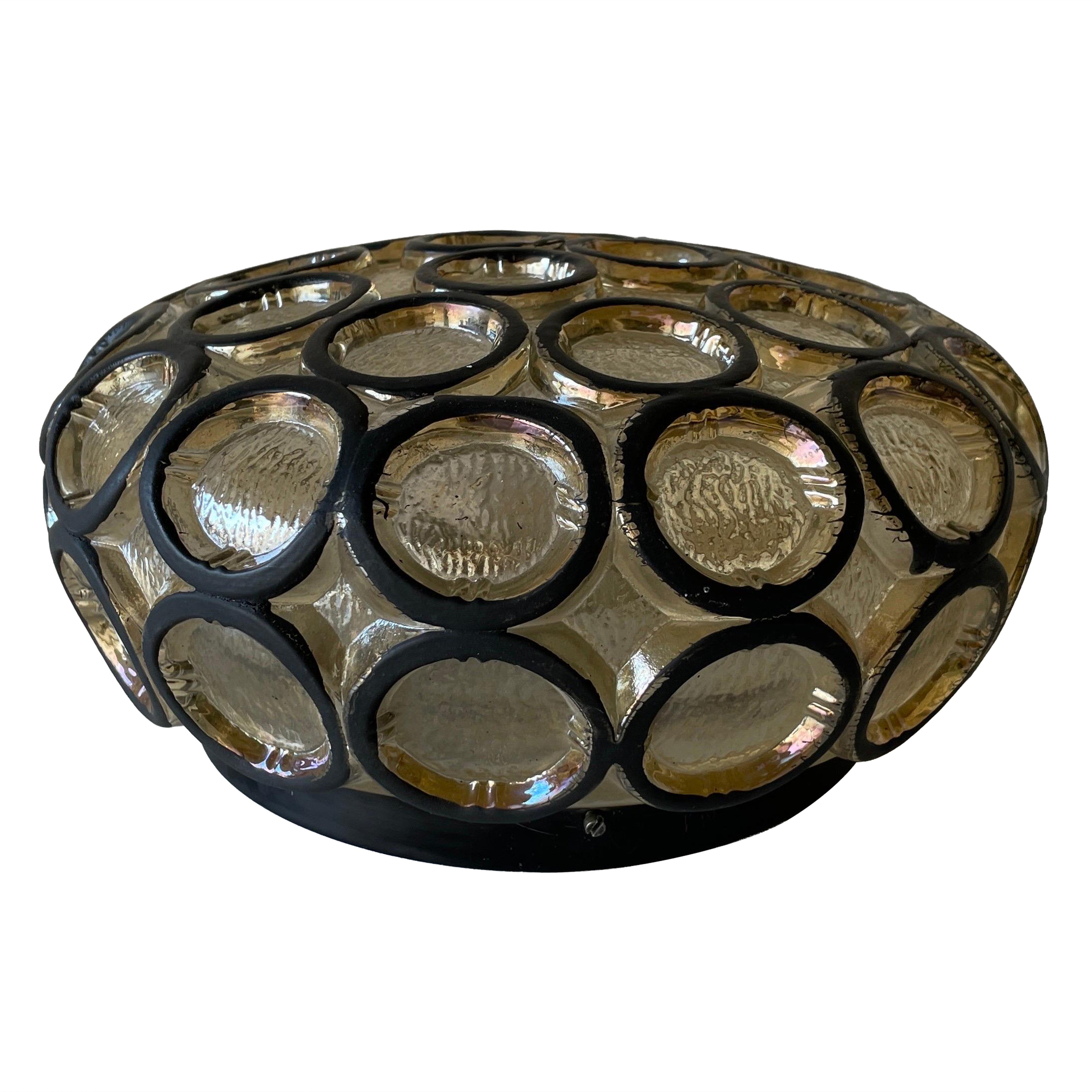 Iron Structured Glass Sconce or Flush Mount by Limburg, 1960s, Germany For Sale