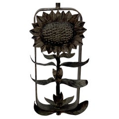 Iron Sunflower Lamp on Lucite Base With Sunflower Finial