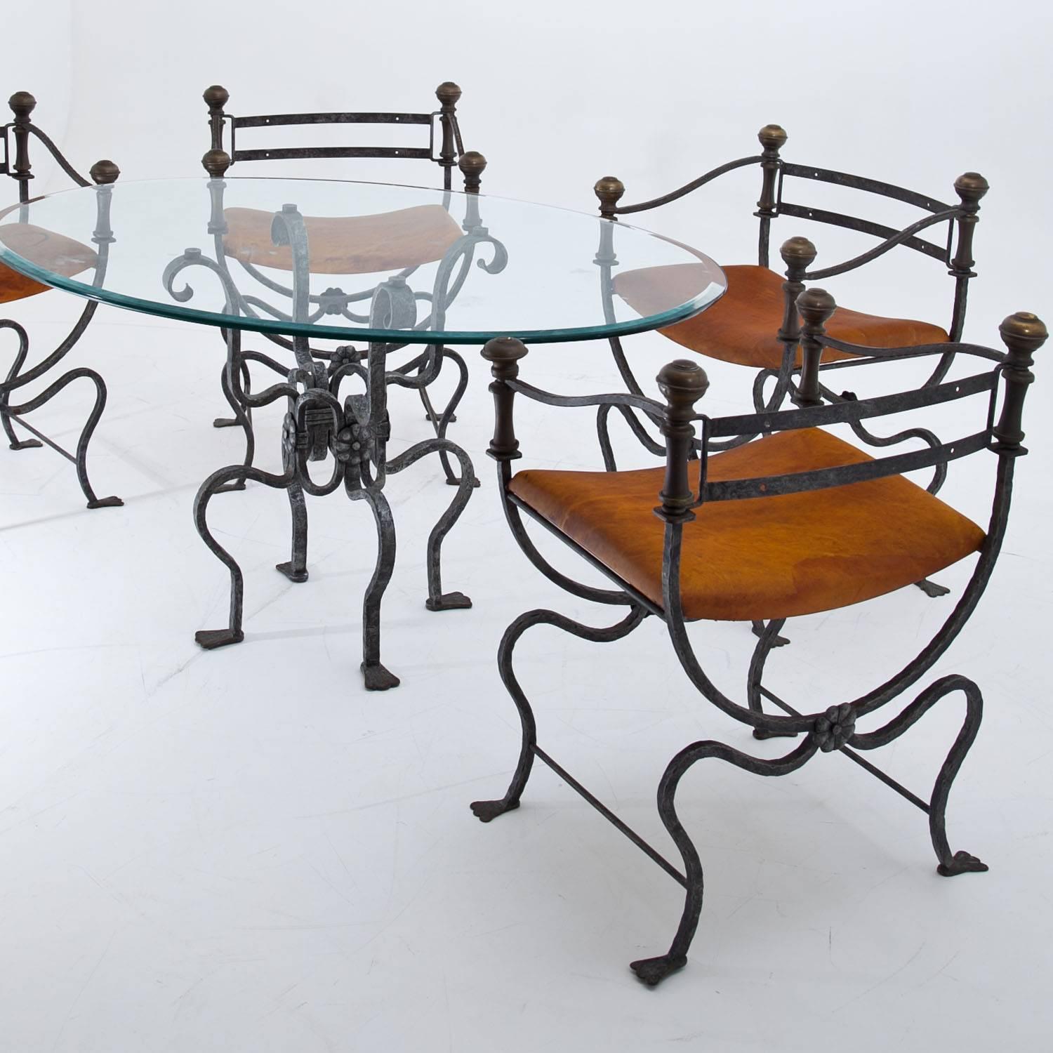 Iron Table and Chairs, Italy, 1950s 1