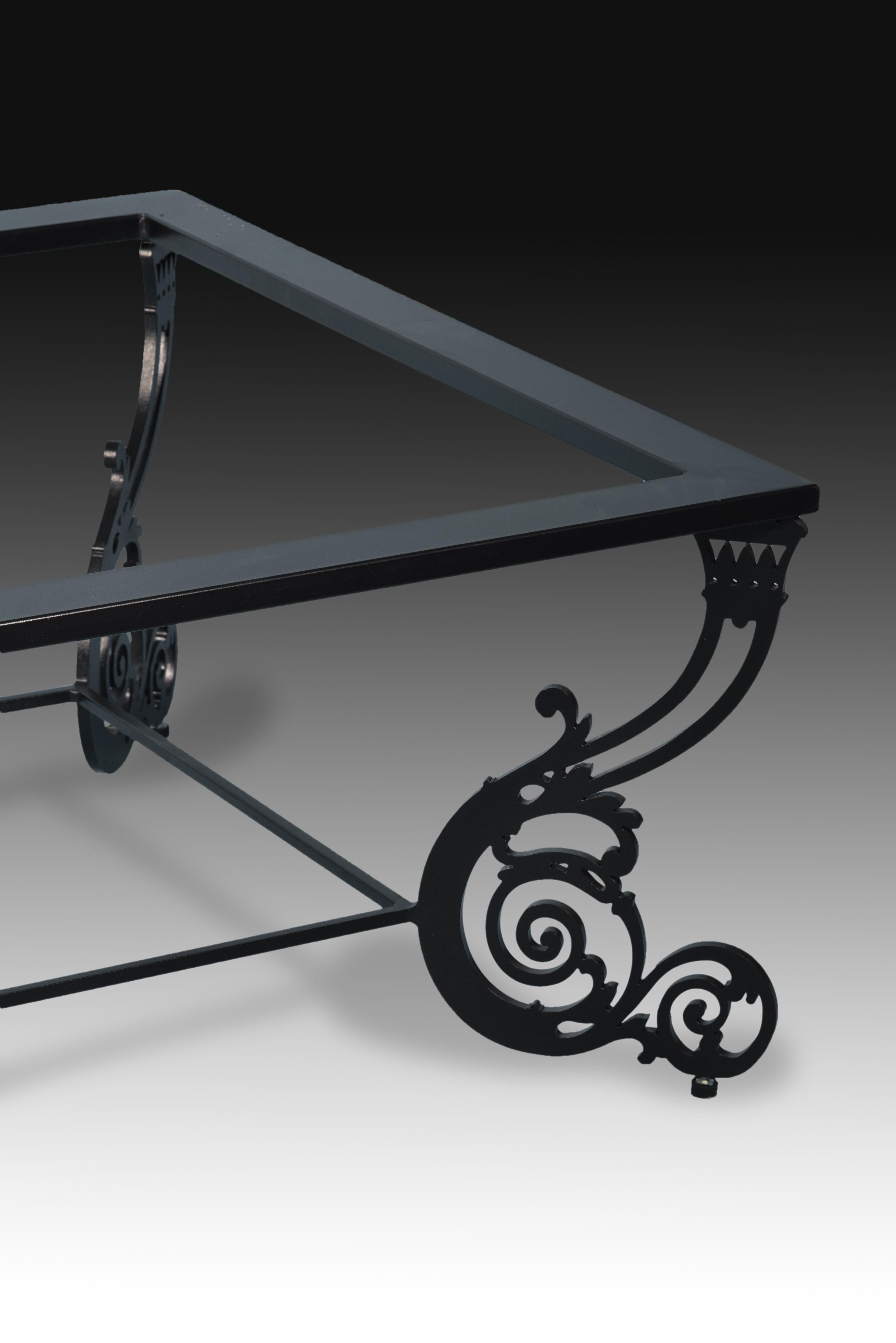 20th Century Iron Table Base with Matte Black Finish For Sale