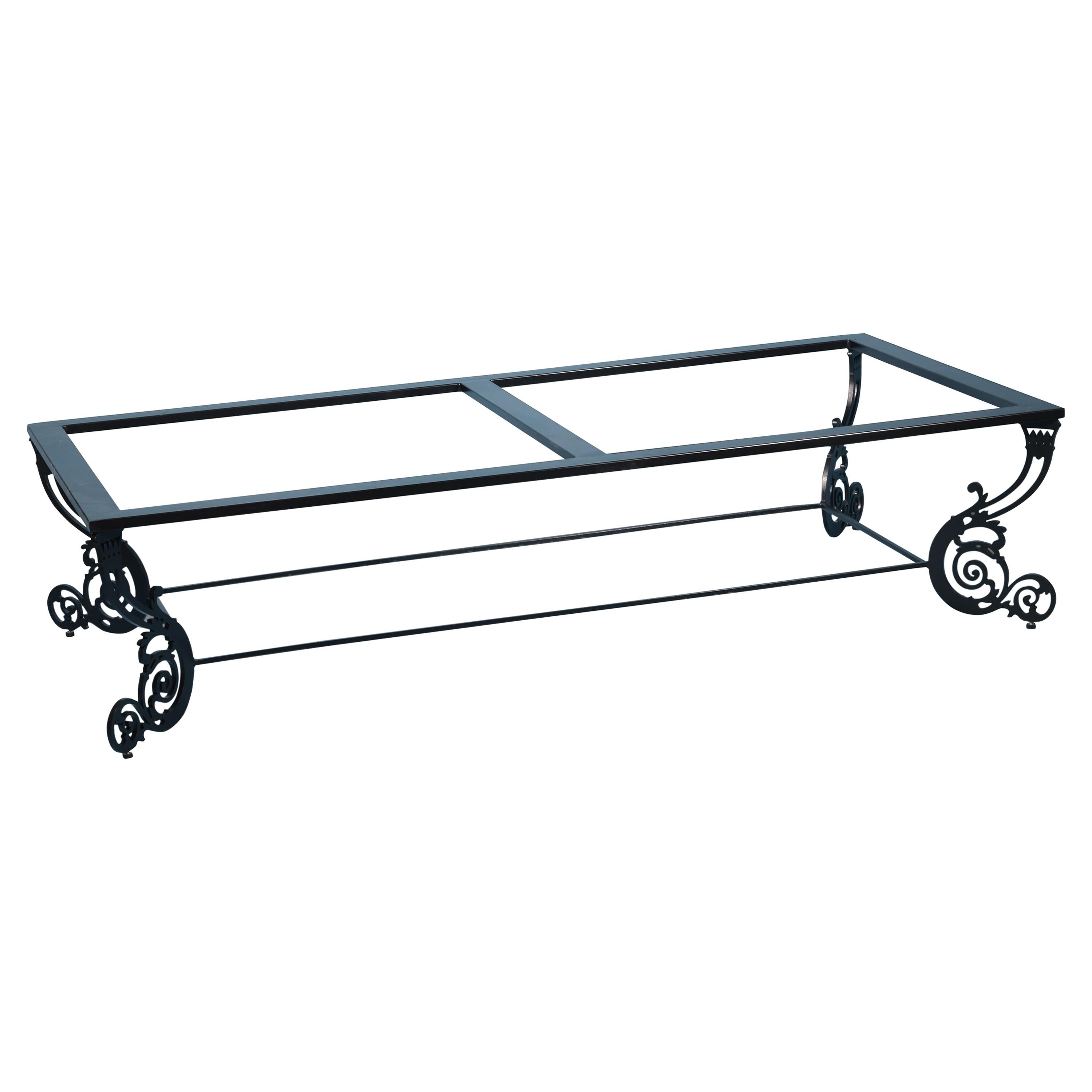 Iron Table Base with Matte Black Finish For Sale