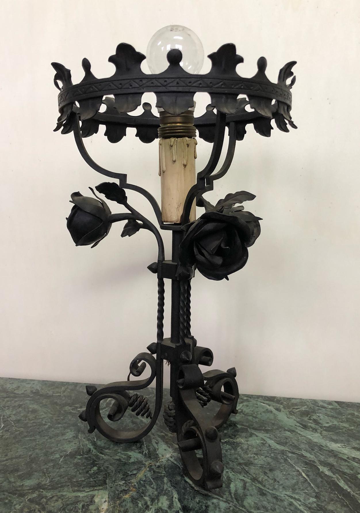 Iron Table Lamp Original Italian For Sale 3