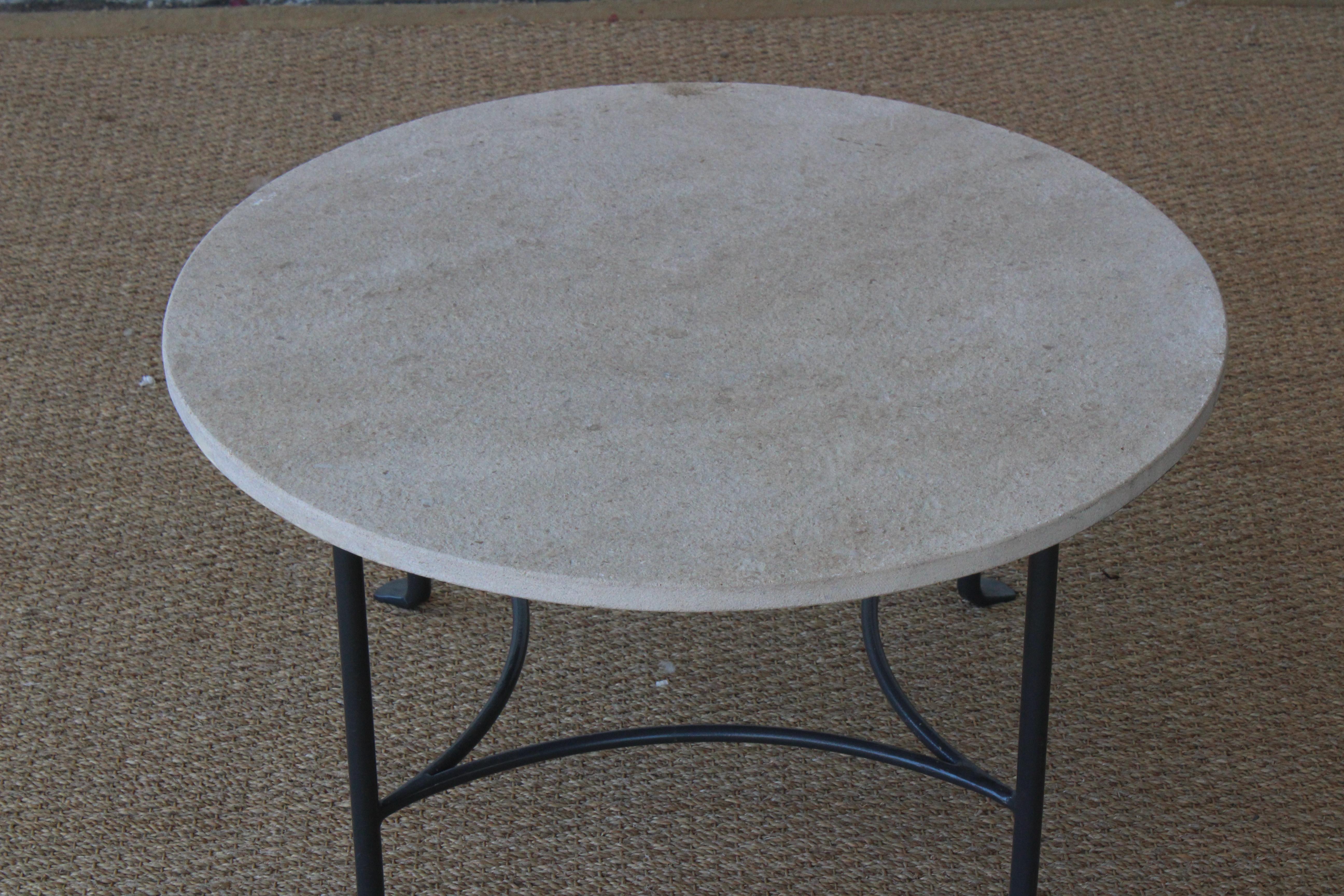 American Iron Table with Limestone Top