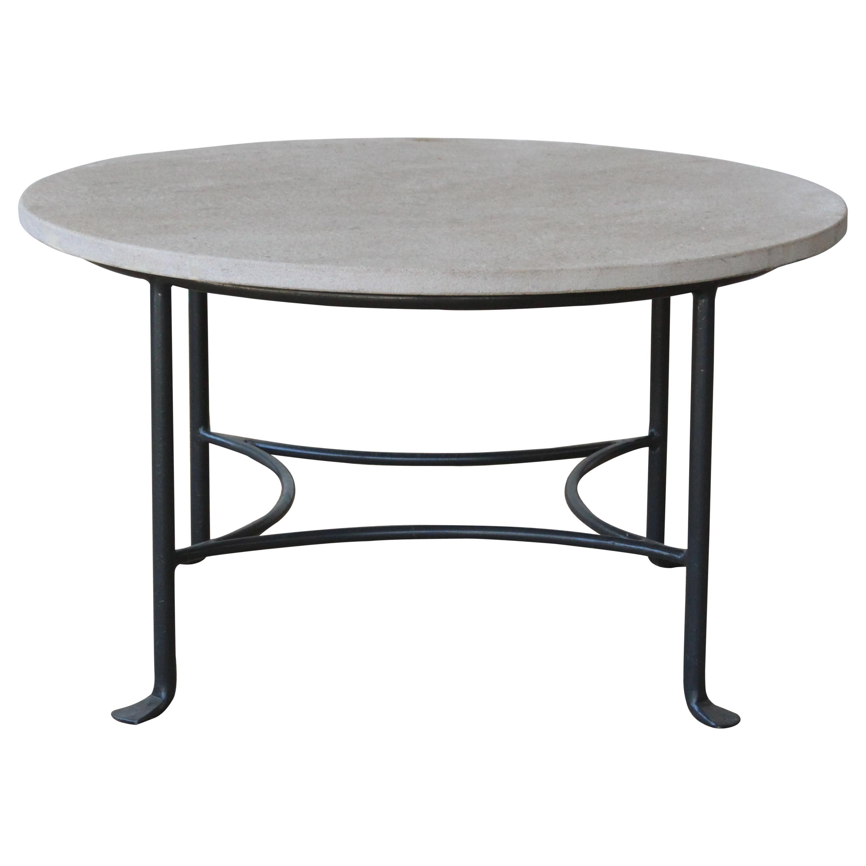 Iron Table with Limestone Top