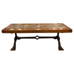 Iron & Tile Cocktail Table by JG Picard, France, 1960's