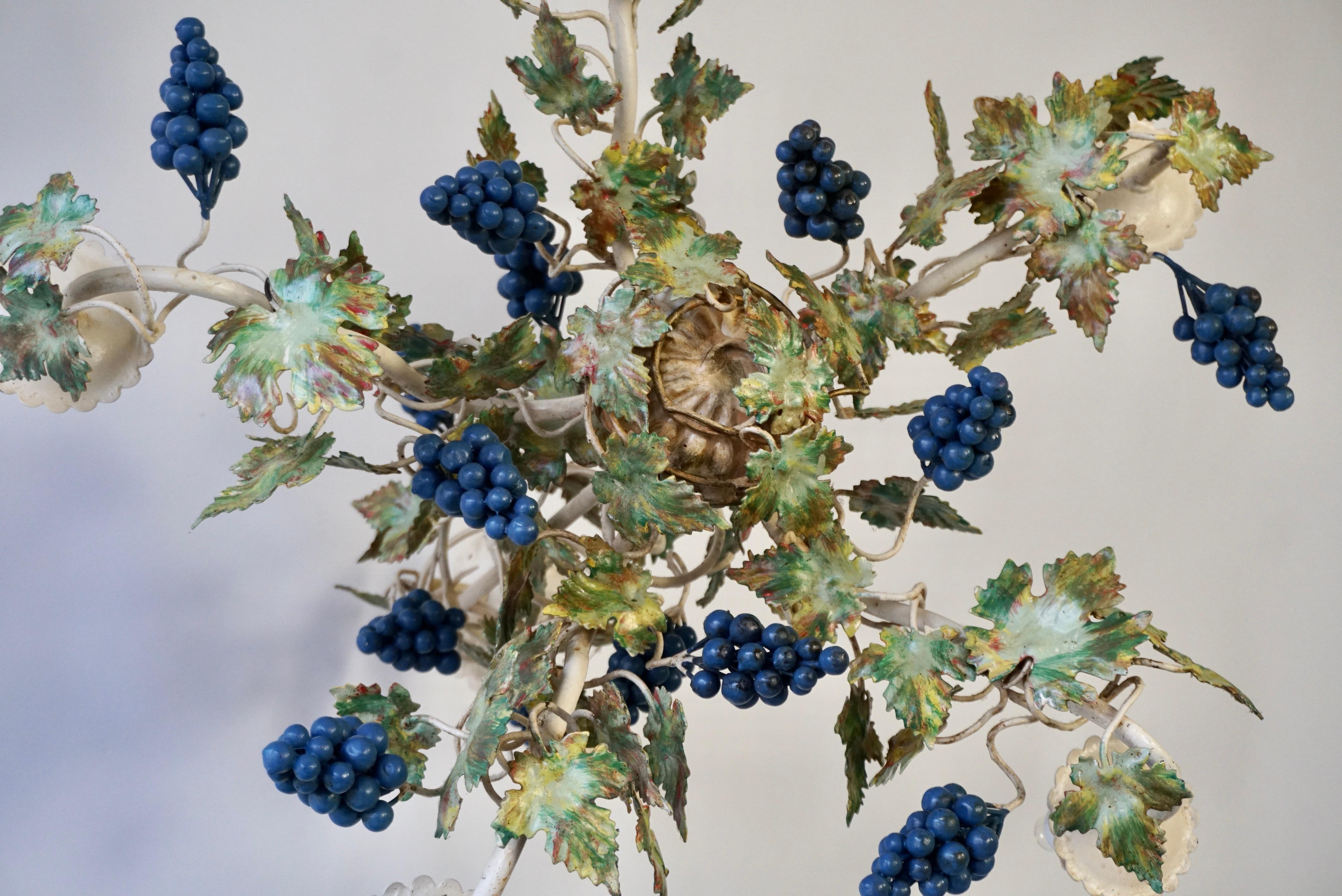 Iron Tole Grapes Chandelier For Sale 3