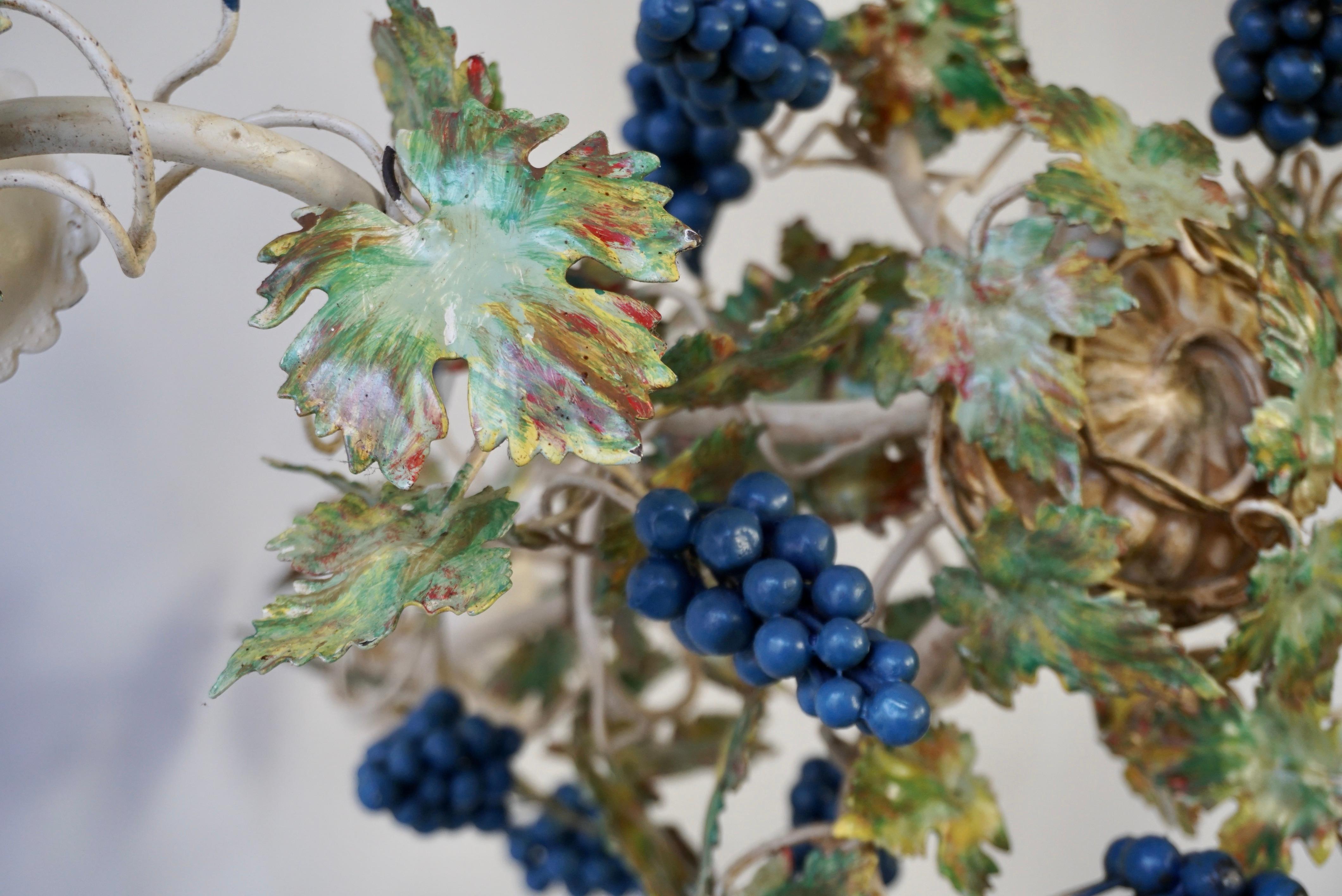Iron Tole Grapes Chandelier For Sale 5
