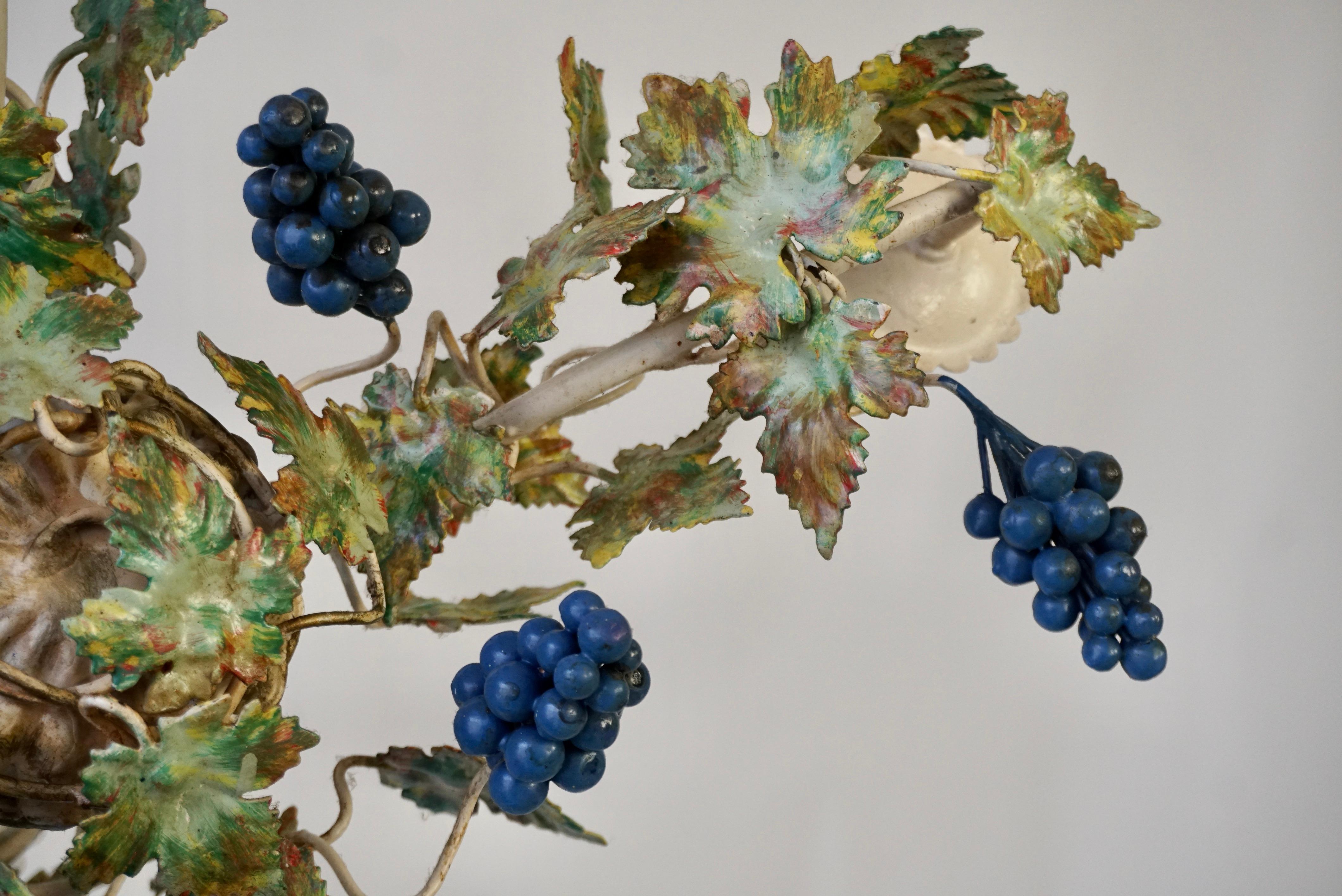 Iron Tole Grapes Chandelier For Sale 6