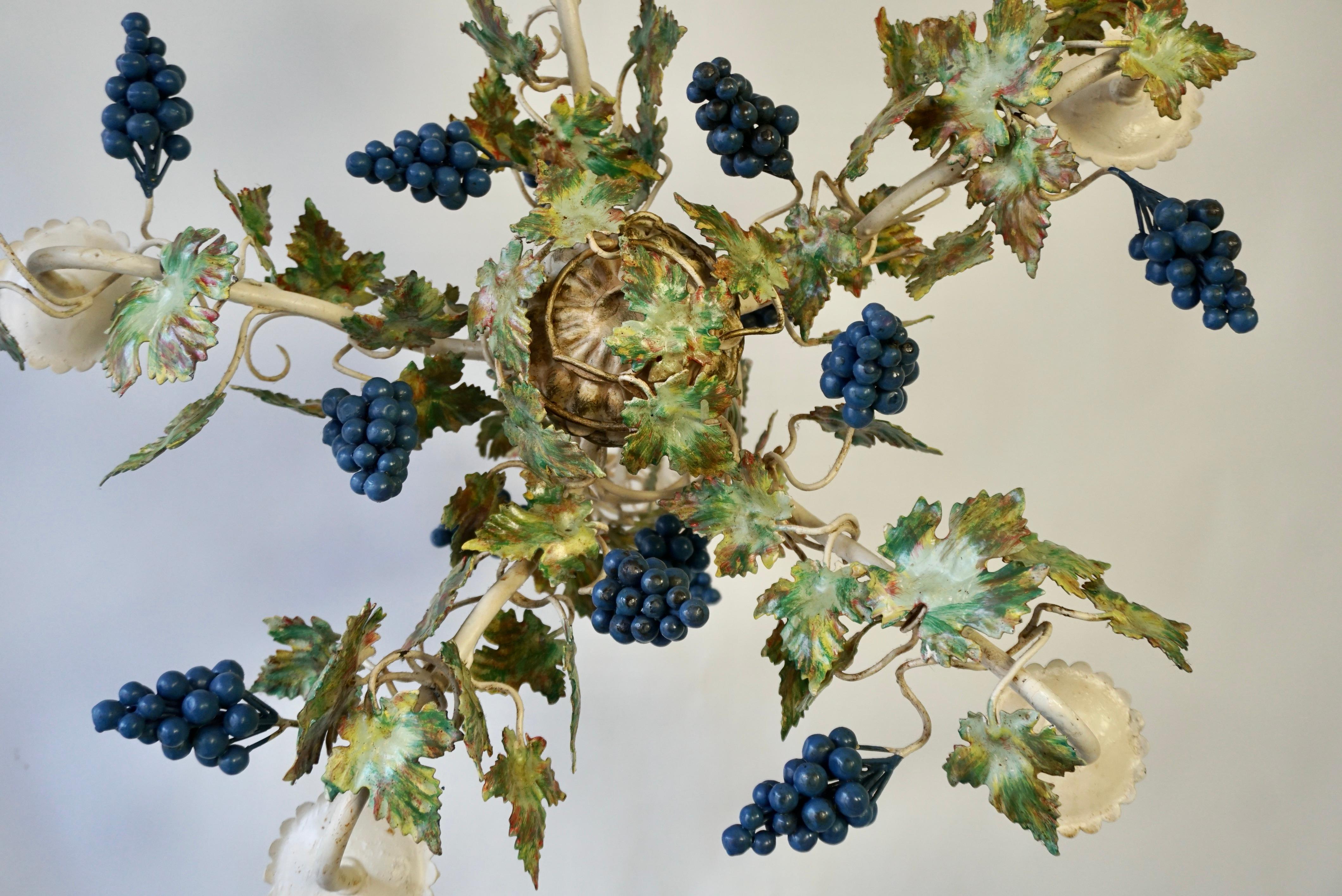 Iron Tole Grapes Chandelier For Sale 7