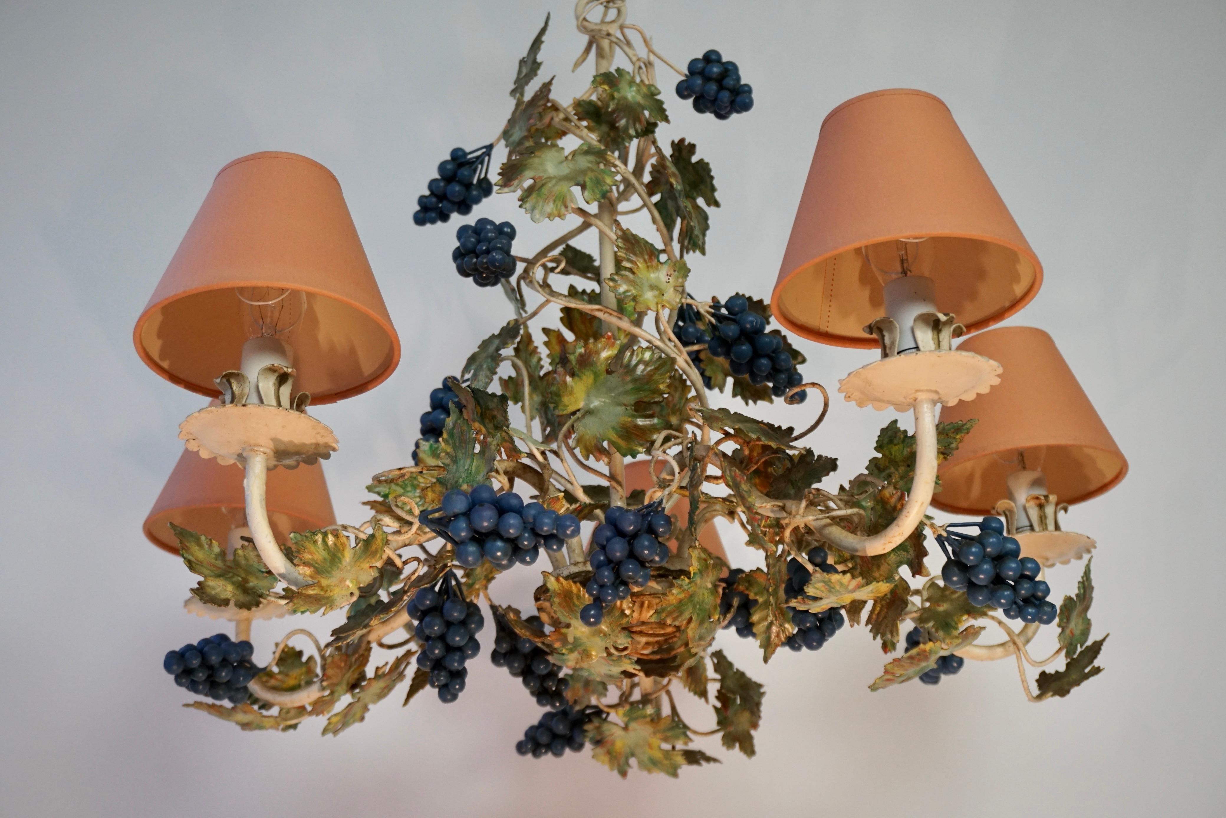Iron Tole Grapes Chandelier For Sale 8