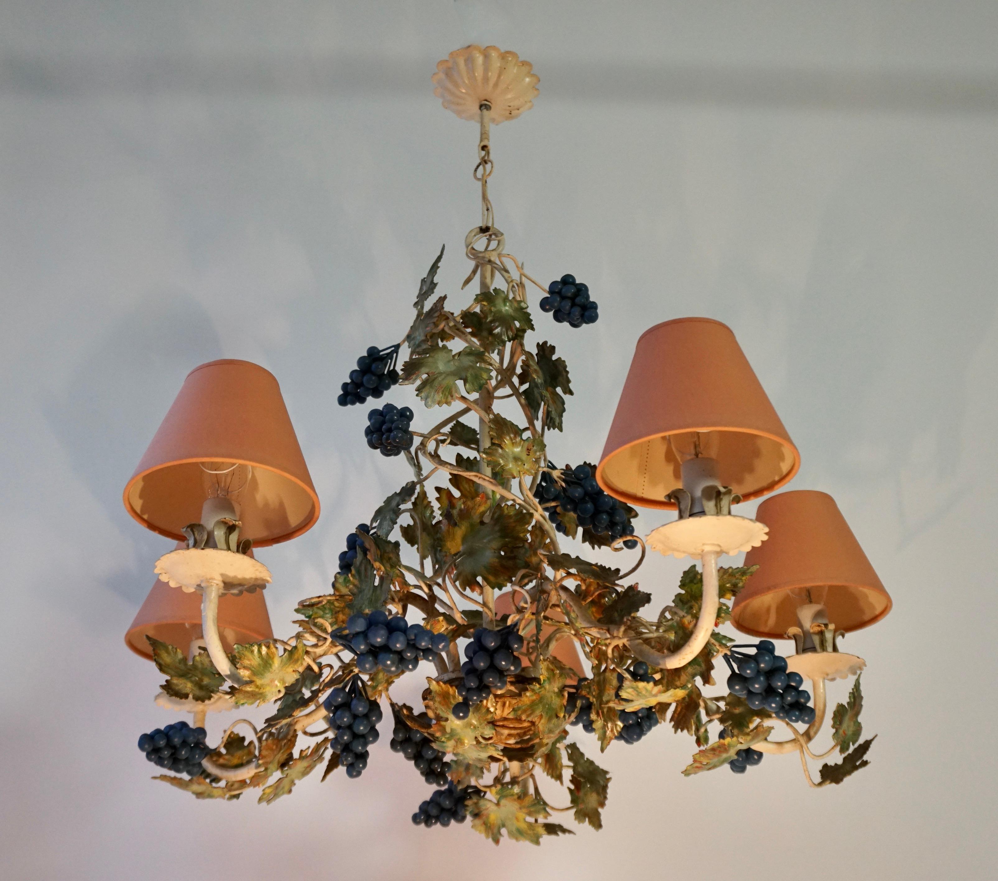 Iron Tole Grapes Chandelier For Sale 9
