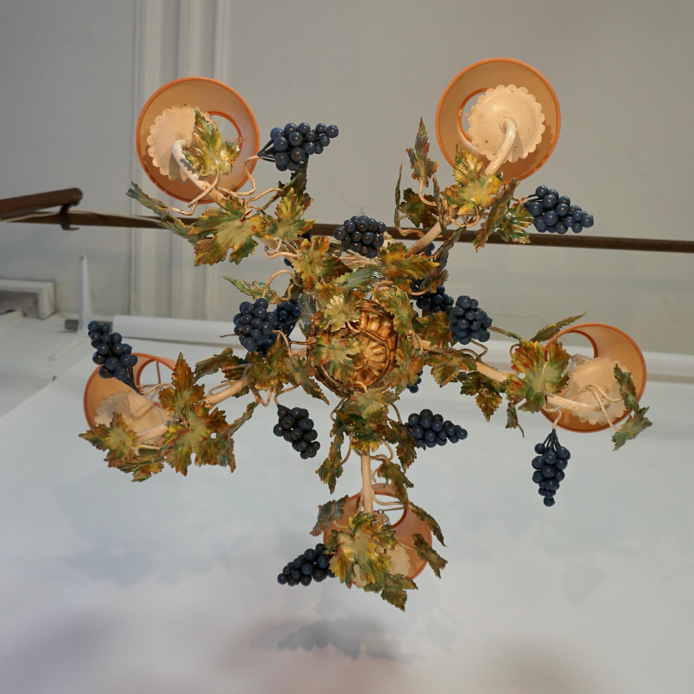 Iron Tole Grapes Chandelier For Sale 1