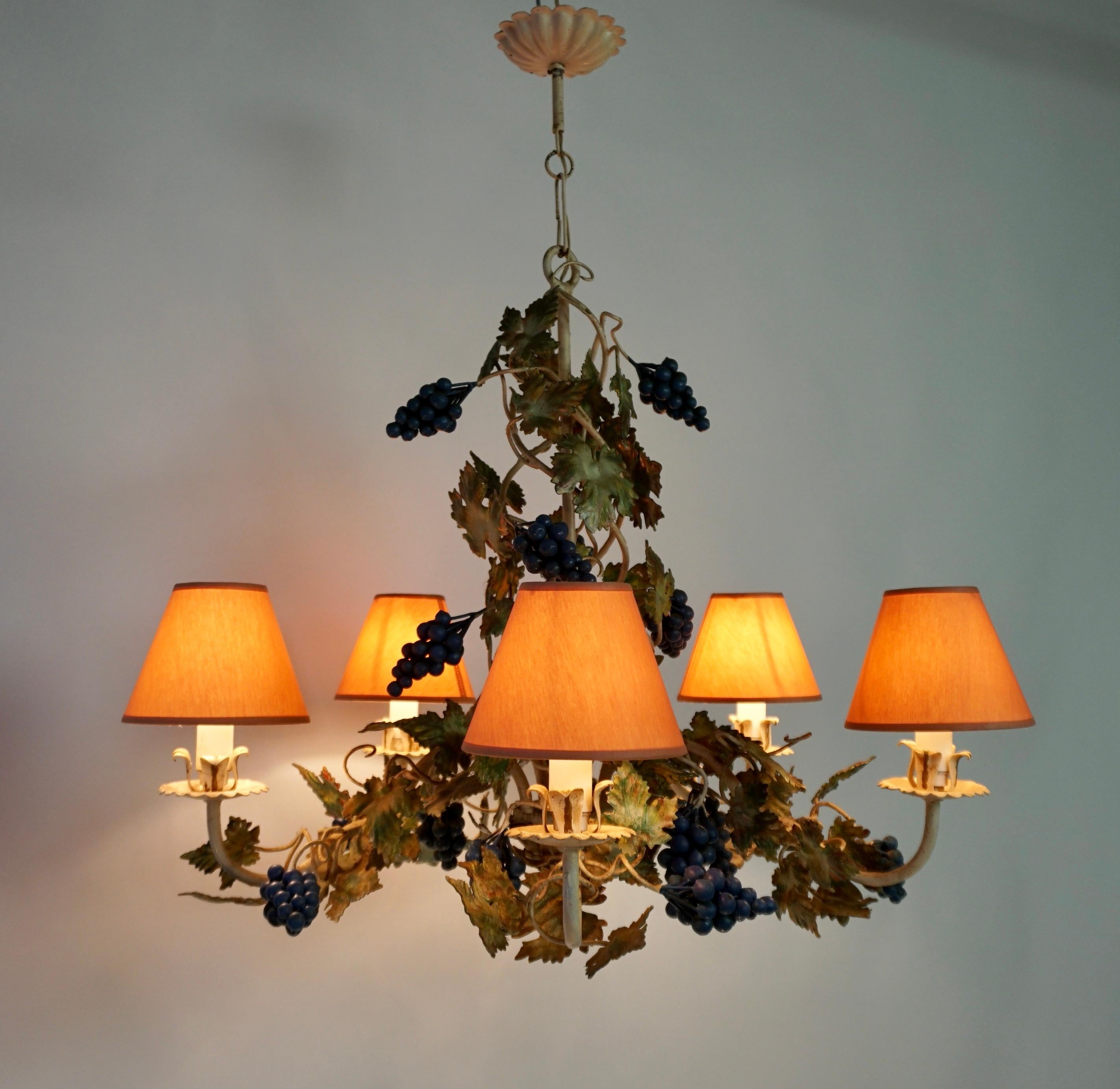 Iron Tole Grapes Chandelier For Sale 2