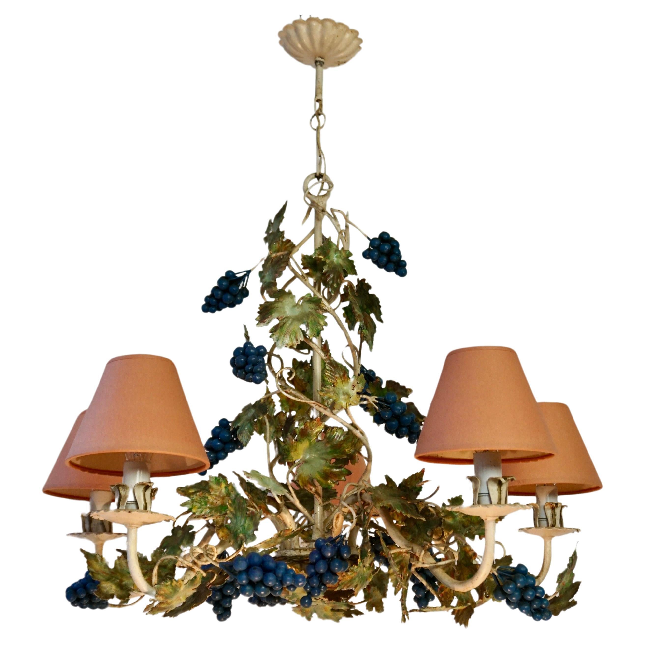 Iron Tole Grapes Chandelier For Sale