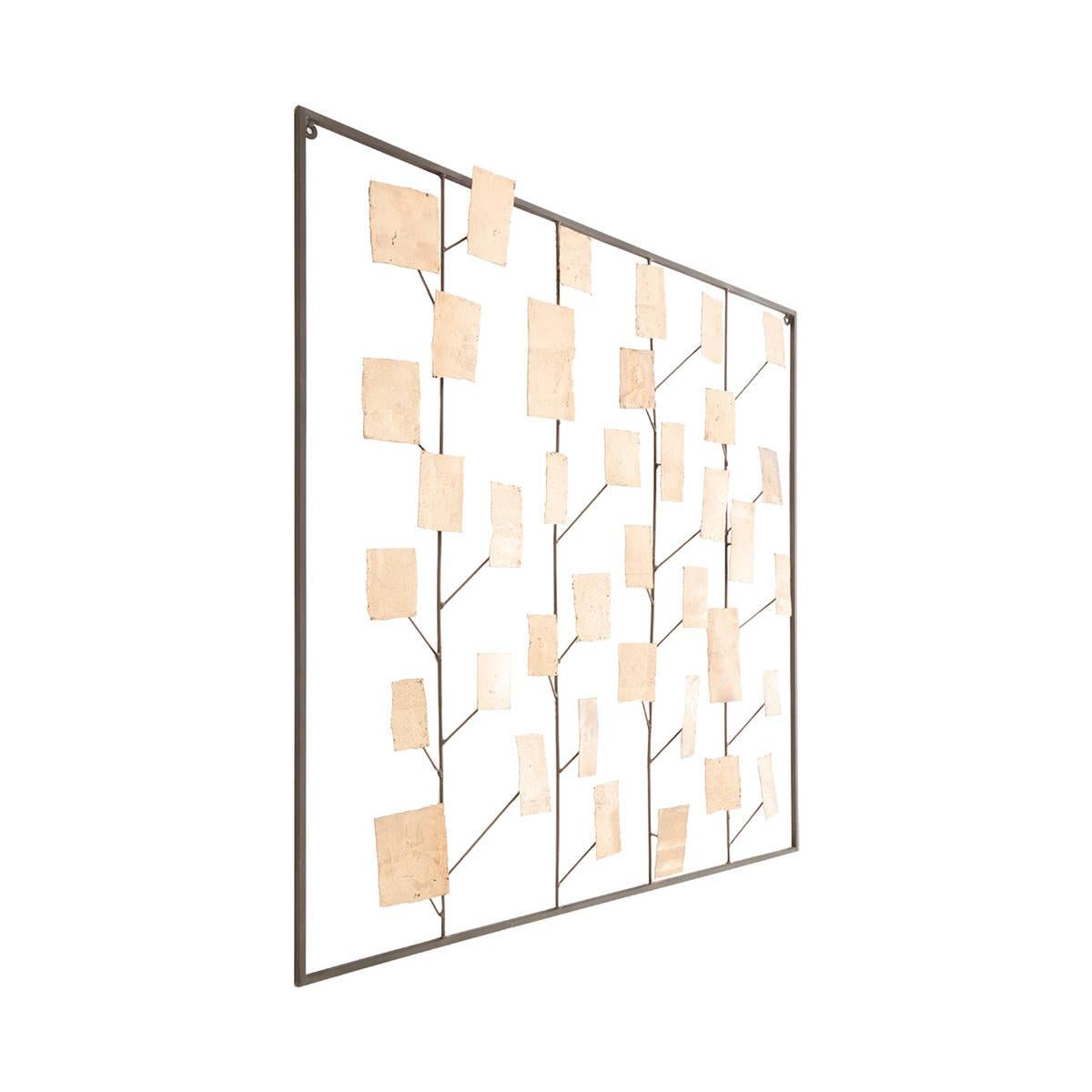 Quadratische vergoldete Metall zeitgenössische dekorative Wandkunst mit dem Titel \