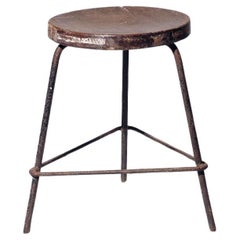 Iron Triangle Low Stool by Pierre Jeanneret for Chandigarh, India, Circa 1960