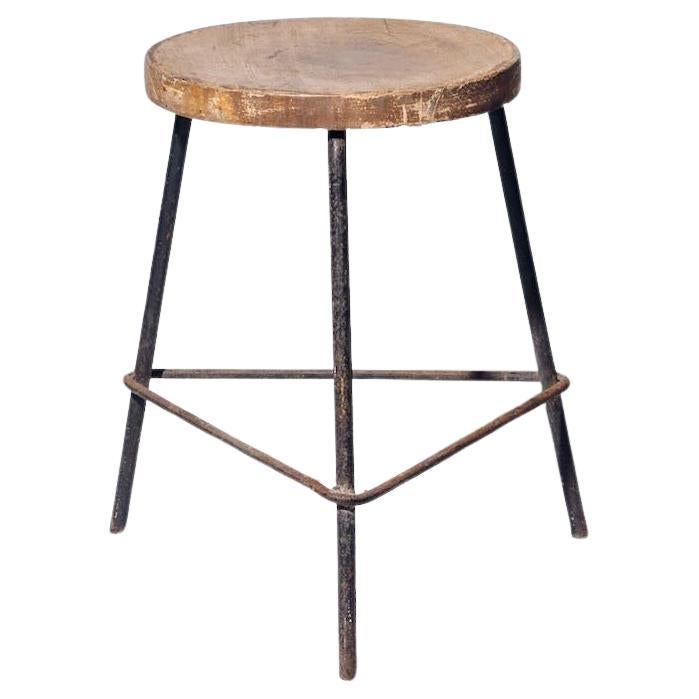 Iron Triangle Low Stool by Pierre Jeanneret for Chandigarh, India, Circa 1960 For Sale