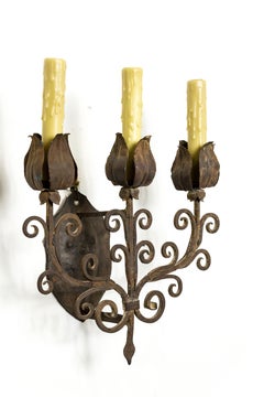 Iron Tulip 3-light Candelabra Sconce
