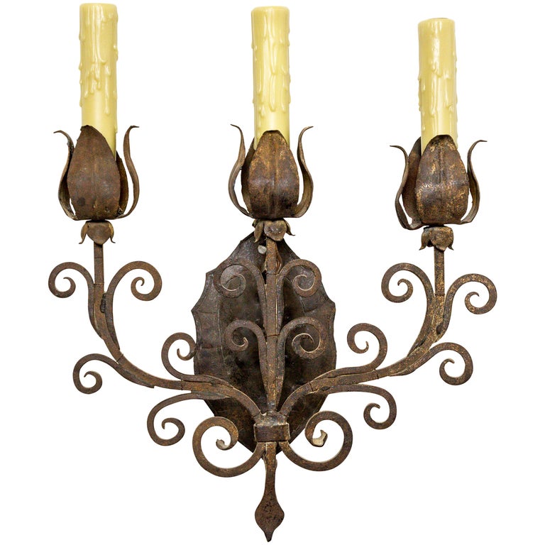 Iron Tulip 3light Candelabra Sconce at 1stDibs