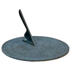 Iron Verdigris Sundial on Neoclassical Carved Wooden Columnar Pedestal Stand