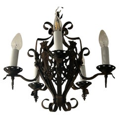 Iron Vintage Heraldic English Chandelier