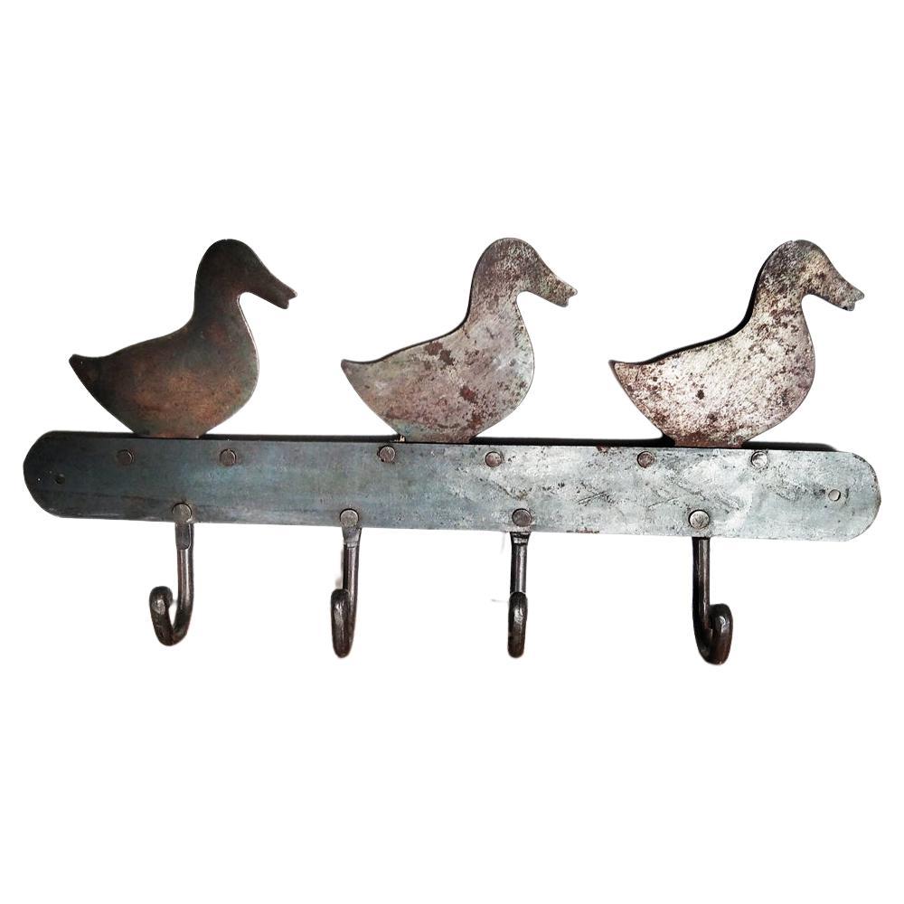 Iron Wall Hanging in The Shape of Ducks with 4 Hangers, Early 20th Century