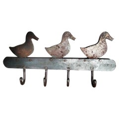 Antique Iron Wall Hanging in The Shape of Ducks with 4 Hangers, Early 20th Century