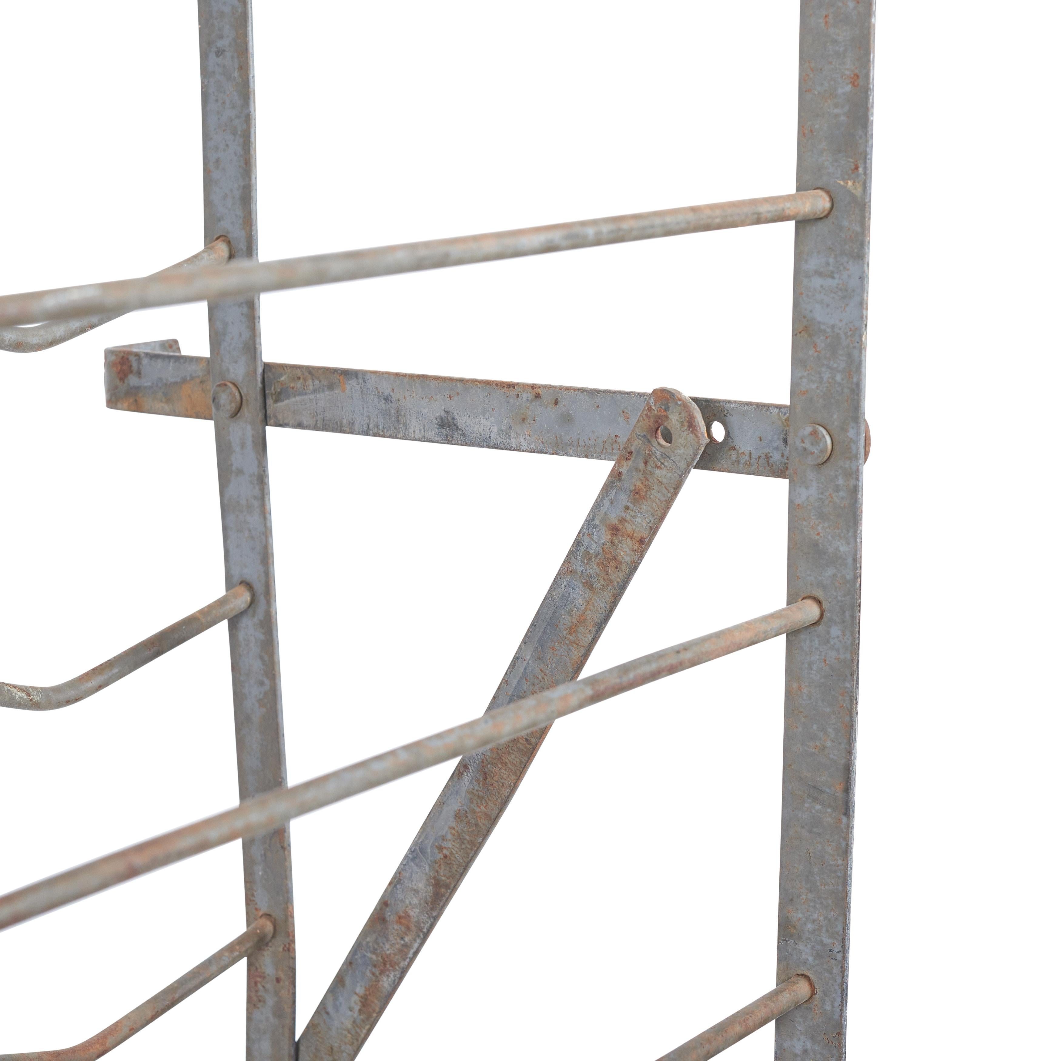 Iron Wall Mounted Wine Rack In Good Condition For Sale In Round Top, TX