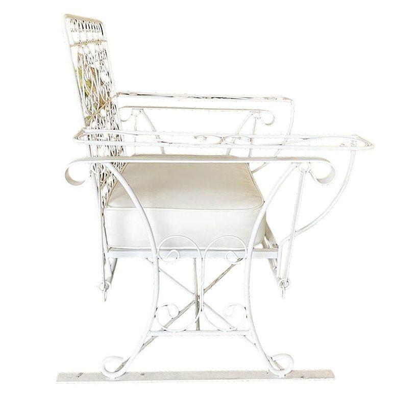 Sedia a dondolo da giardino/esterno in filo di ferro con braccioli a scorrimento, coppia in vendita 5