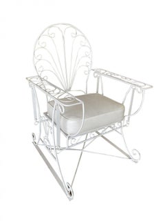 Iron Wire Patio/Outdoor Slider Rocking Lounge Chair with Scrolling Arms, Pair