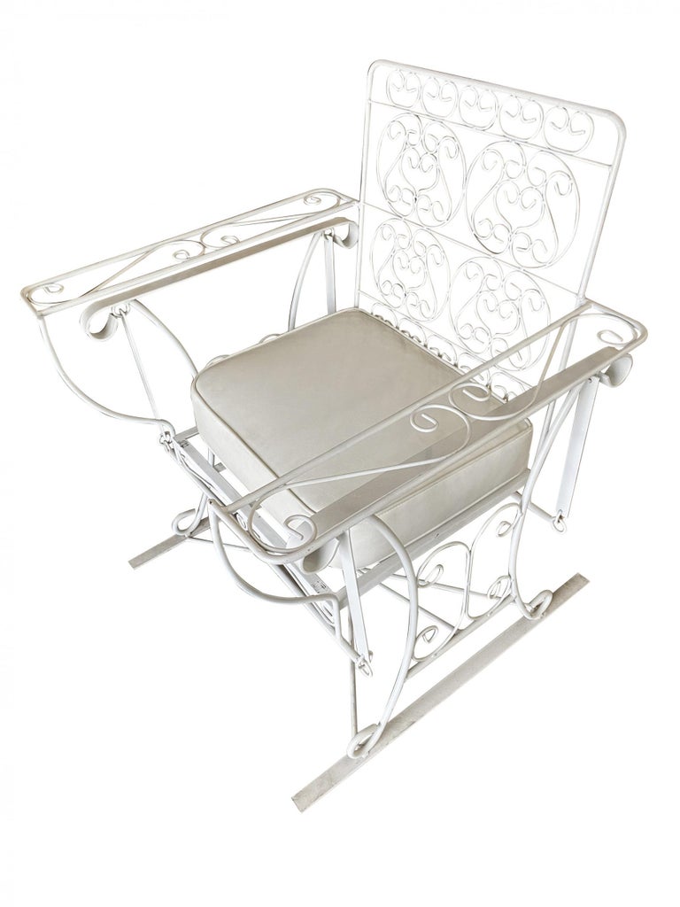 Slider Rocker Stool Iron Wire Patio/Outdoor Slider Rocking Lounge Chair with Scrolling Arms ...